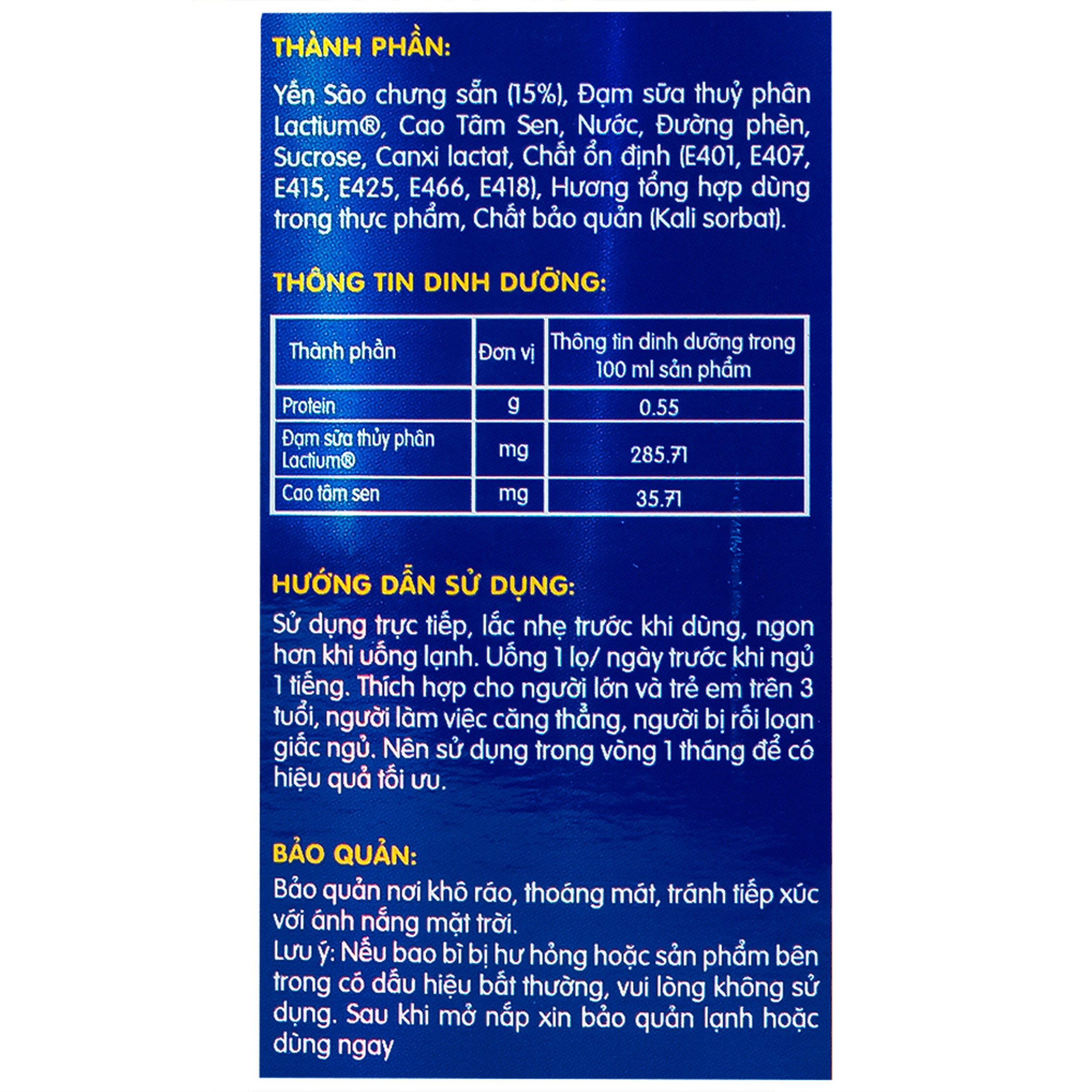 Nước Yến Sào Cao Cấp Nunest Relax - Ngủ Ngon, Giảm Căng Thẳng Mệt Mỏi (6 hũ x 70ml)