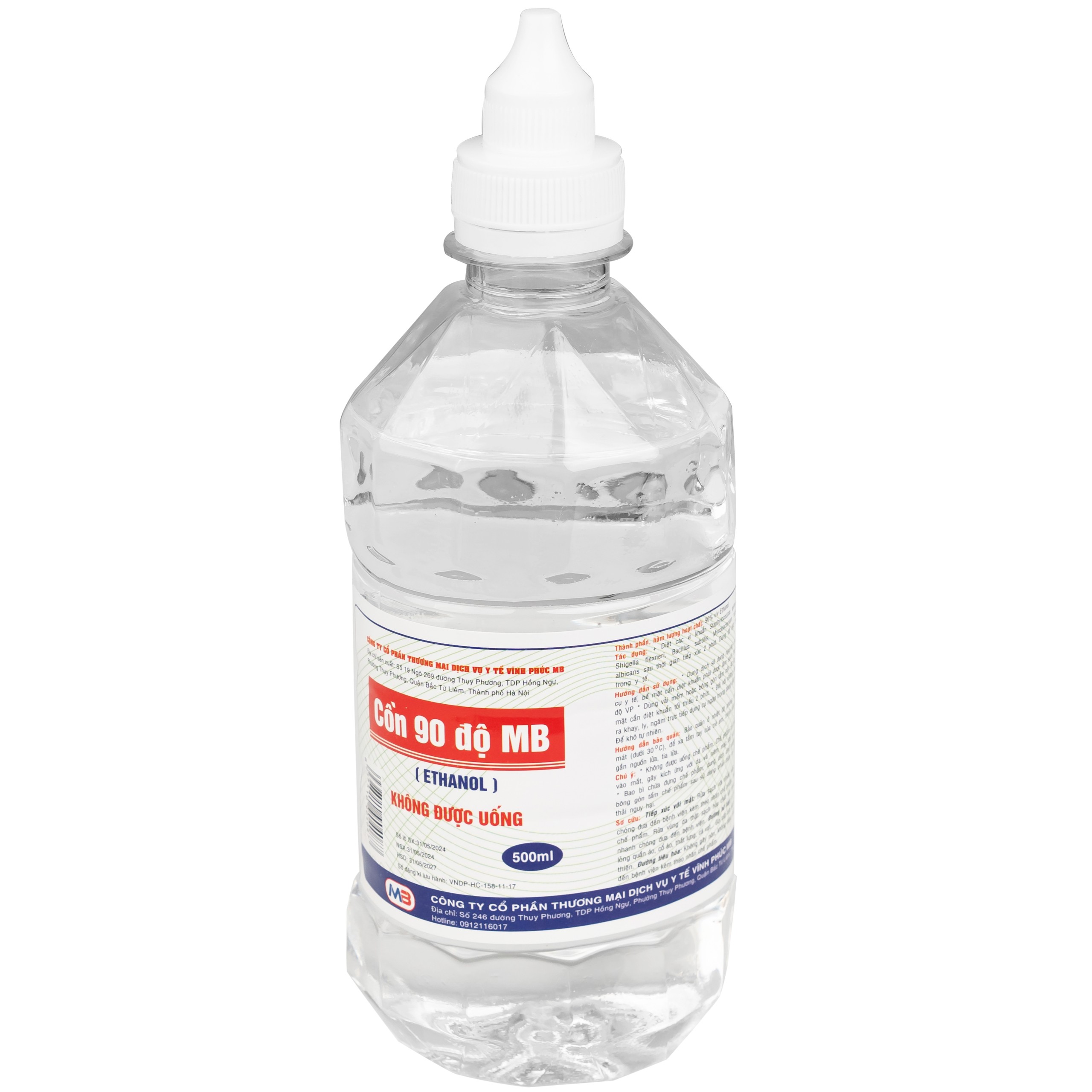 Cồn 90 độ Vĩnh Phúc 500ml dùng sát trùng vết thương và tiệt trùng dụng cụ y tế