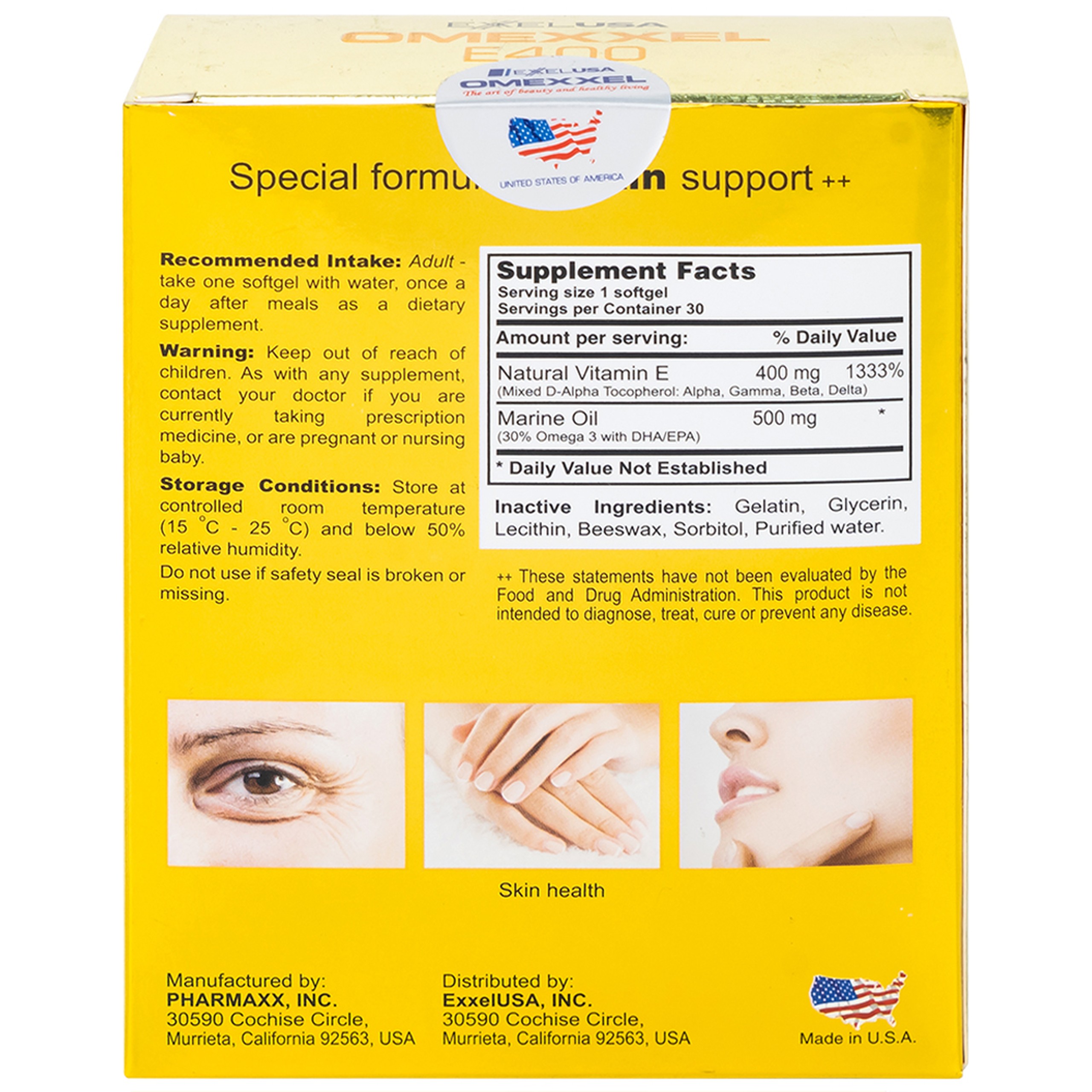 Thực phẩm bảo vệ sức khỏe Omexxel E400 hỗ trợ chống oxy hóa, tốt cho da (3 vỉ x 10 viên)