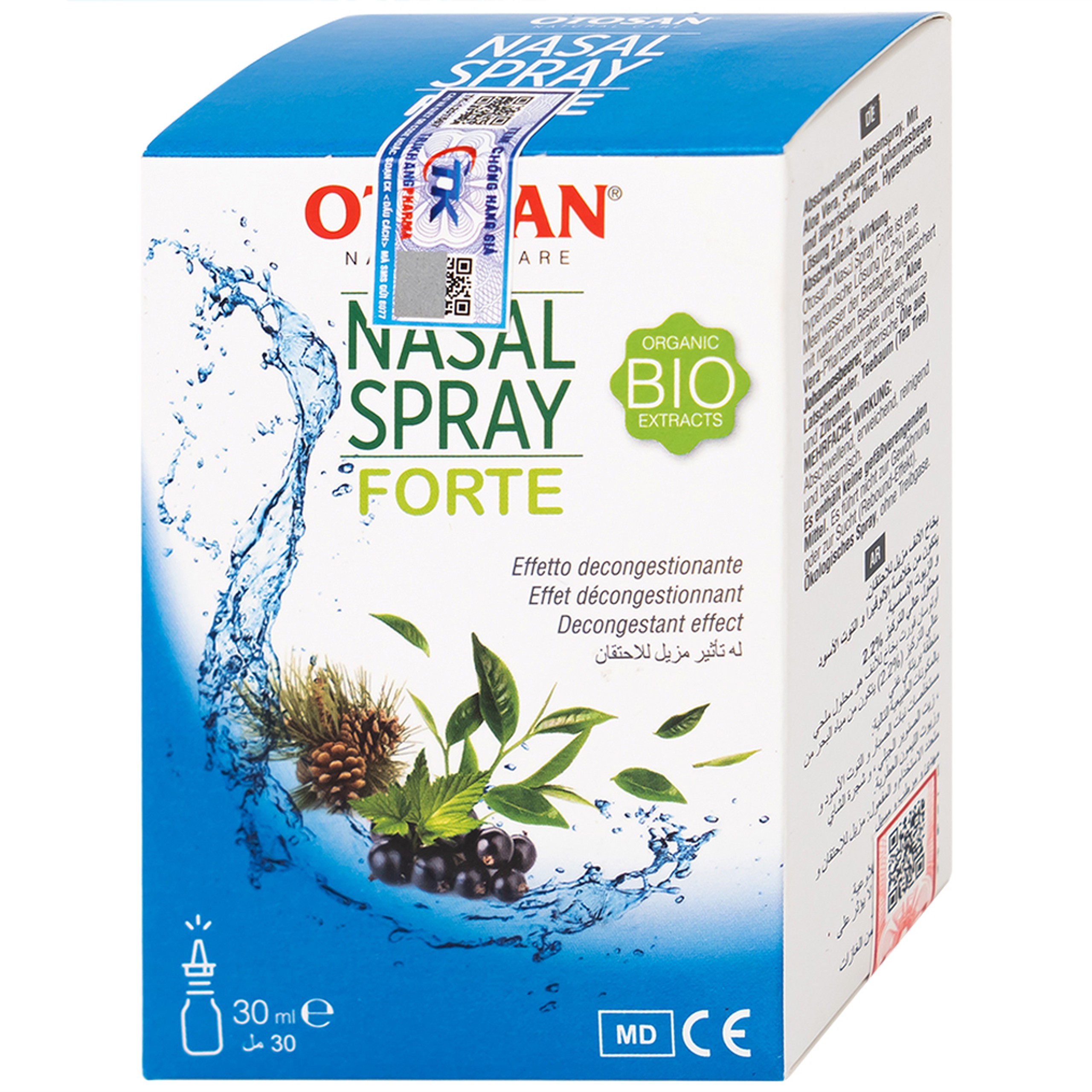 Xịt mũi người lớn Otosan Nasal Spray Forte 30ml hỗ trợ điều trị viêm mũi, viêm xoang