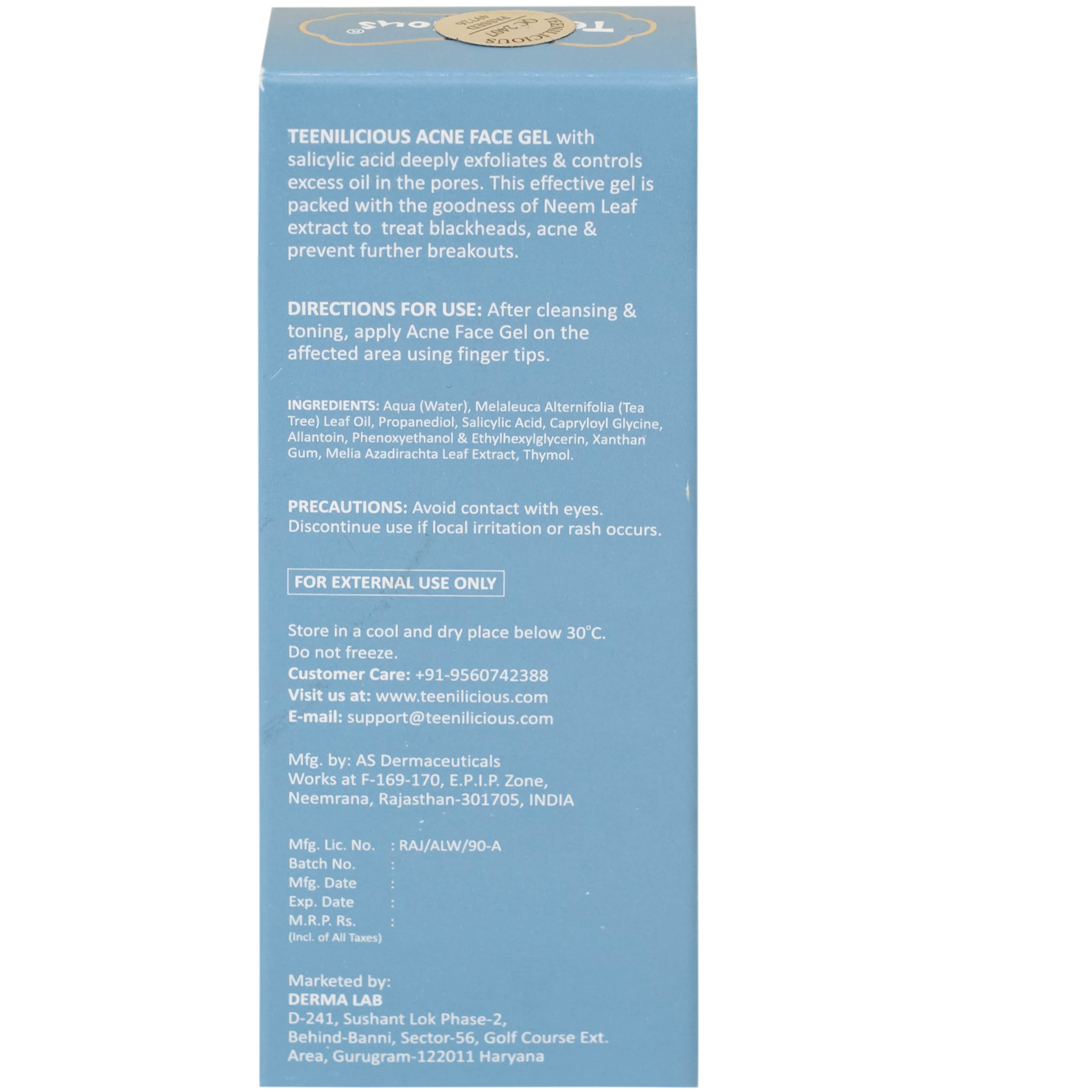 Gel bôi ngừa mụn đầu đen, đầu trắng Teenilicious hộp 15g