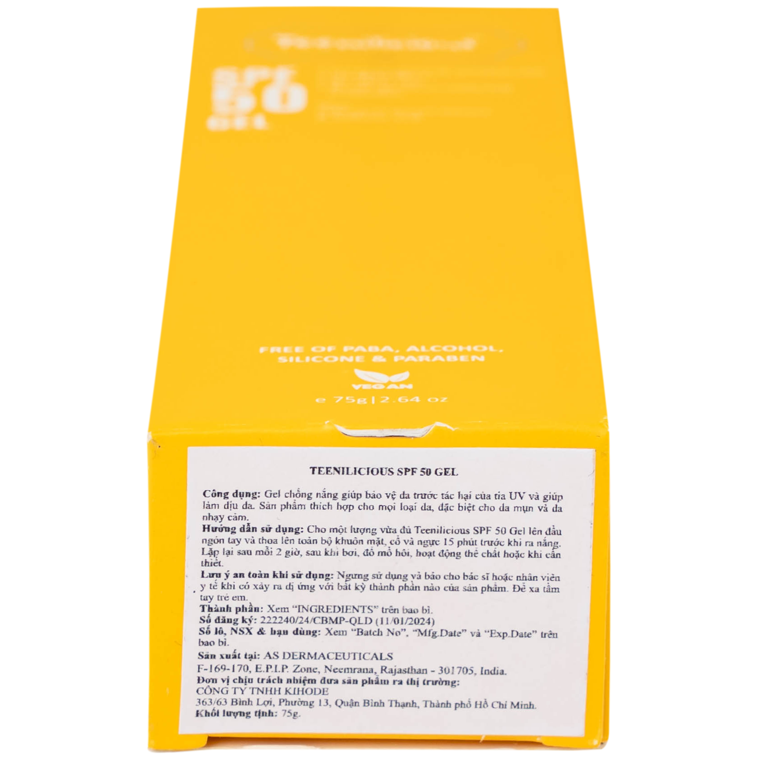 Gel chống nắng cho da mụn và nhạy cảm Teenilicious SPF50 PA+++ hộp 75g