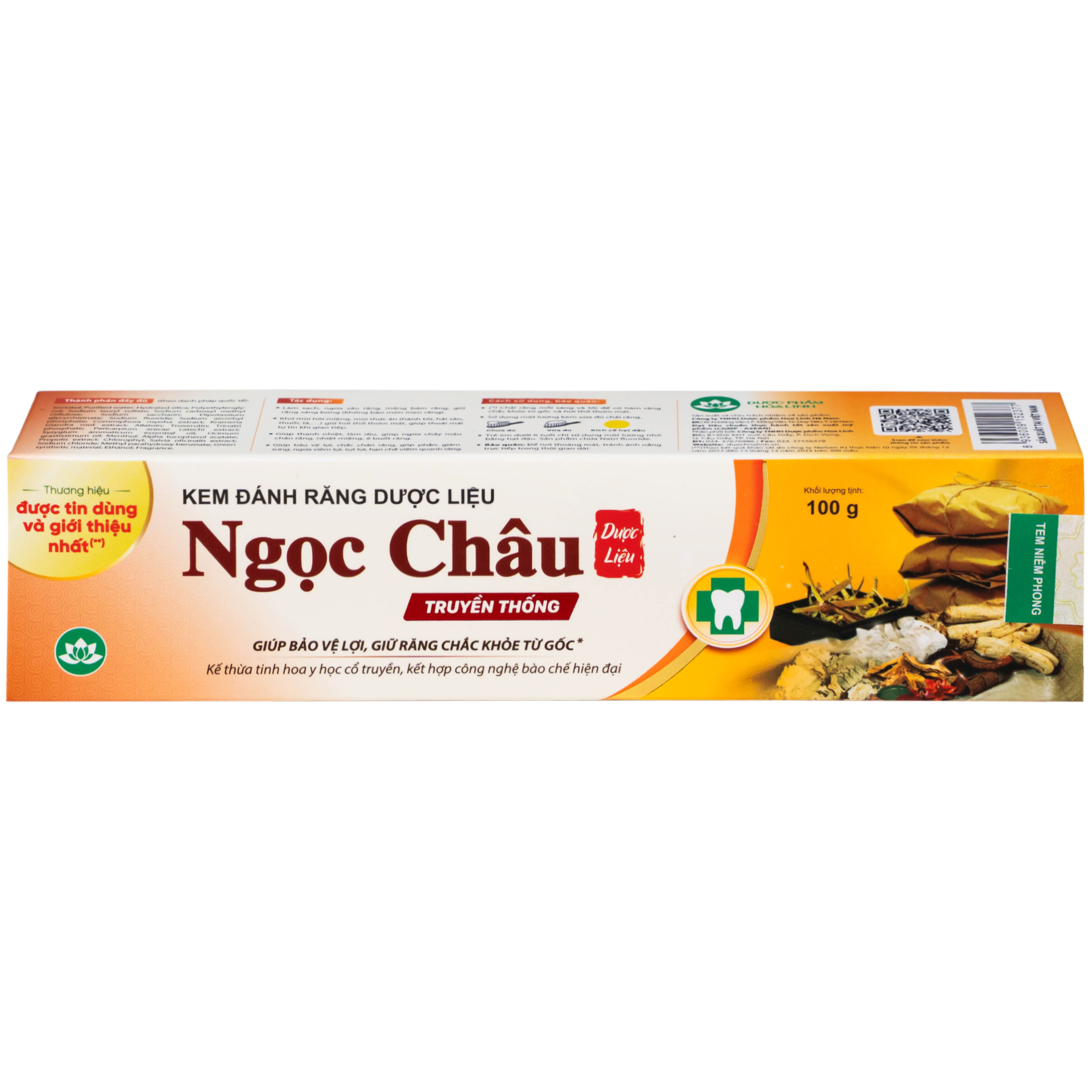 Kem đánh răng dược liệu Ngọc Châu bảo vệ lợi, chắc răng, làm bền thành mạch, chống tụt lợi, chảy máu chân răng (100g)