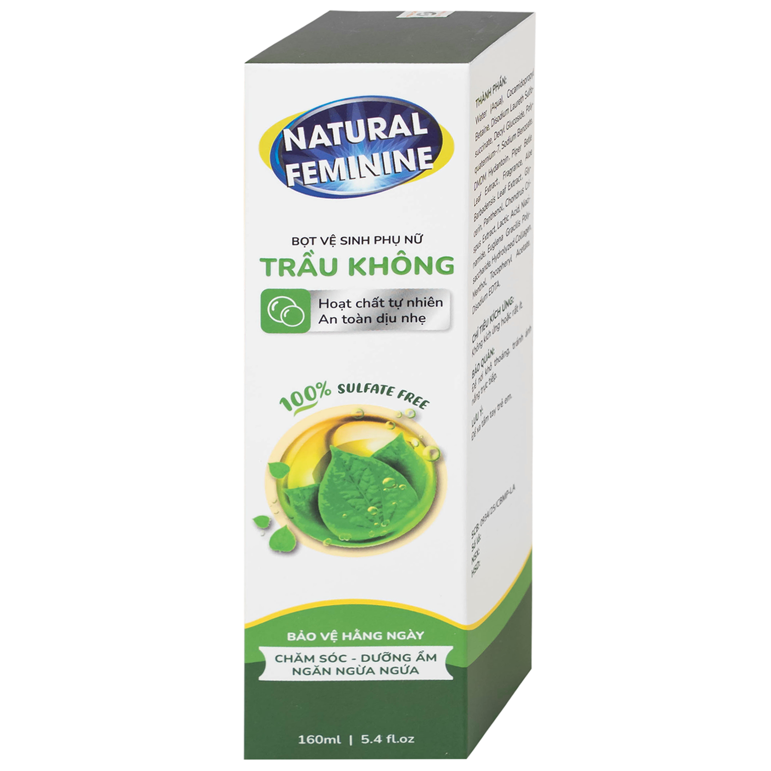 Dung dịch vệ sinh phụ nữ dạng bọt Natural Feminine Lá Trầu Không kháng khuẩn, vệ sinh nhẹ nhàng (160ml)