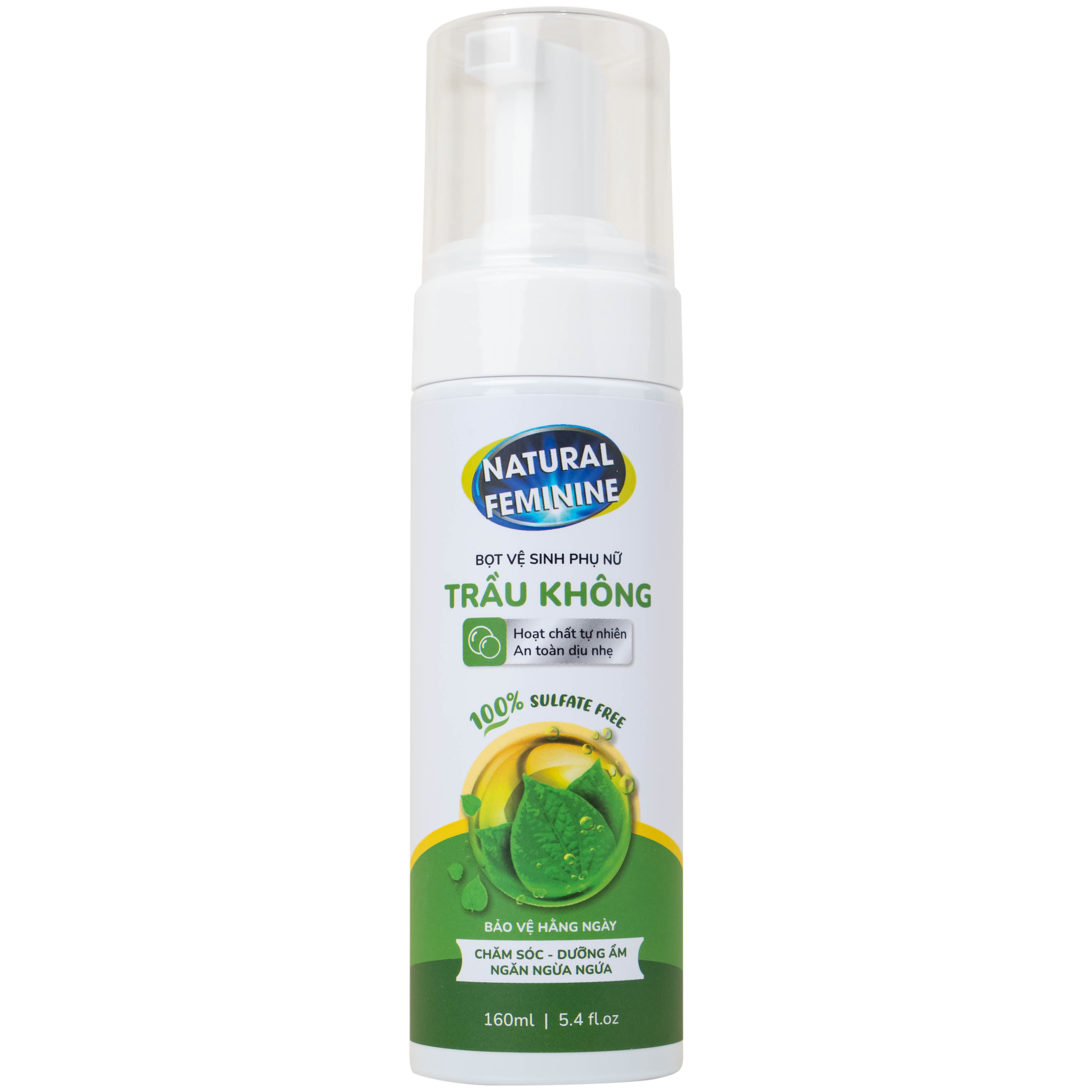 Dung dịch vệ sinh phụ nữ dạng bọt Natural Feminine Lá Trầu Không kháng khuẩn, vệ sinh nhẹ nhàng (160ml)