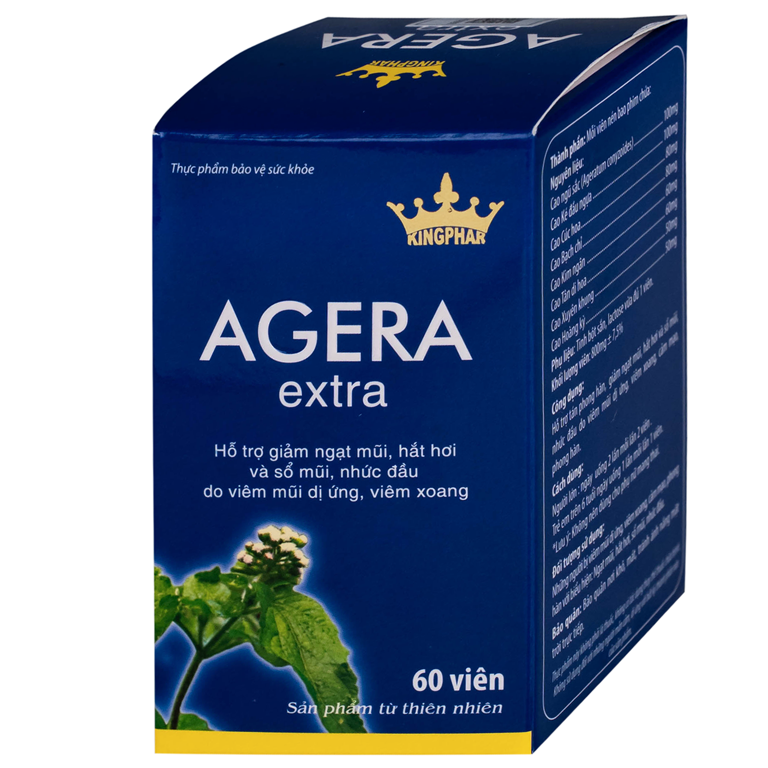 Viên uống Agera Extra Kingphar hỗ trợ giảm ngạt mũi, hắt hơi (60 viên)