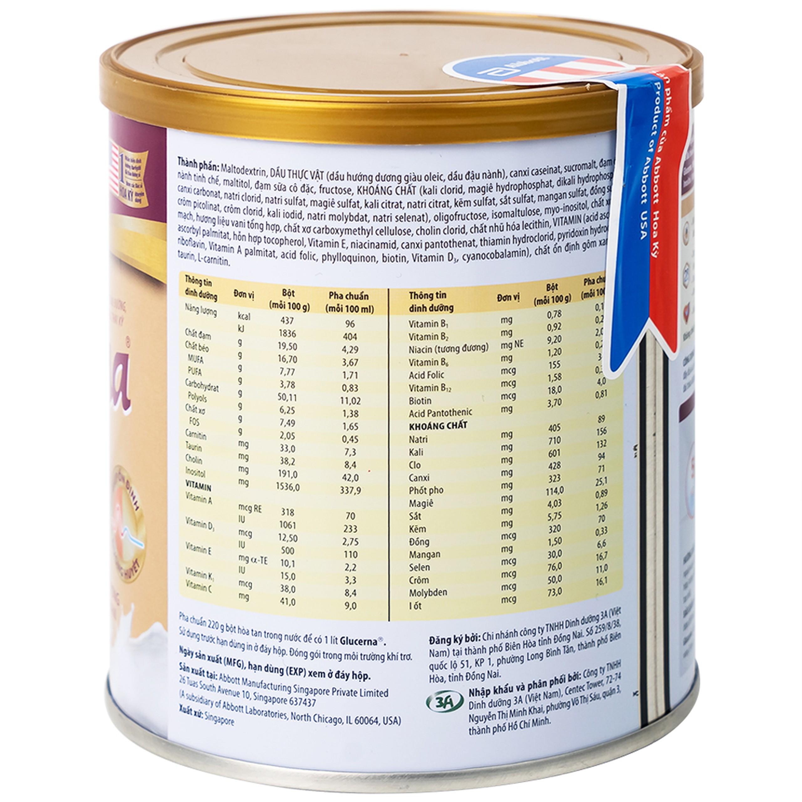 Sữa bổ sung dinh dưỡng đặc biệt cho người đái tháo đường Glucerna Abbott (380g)