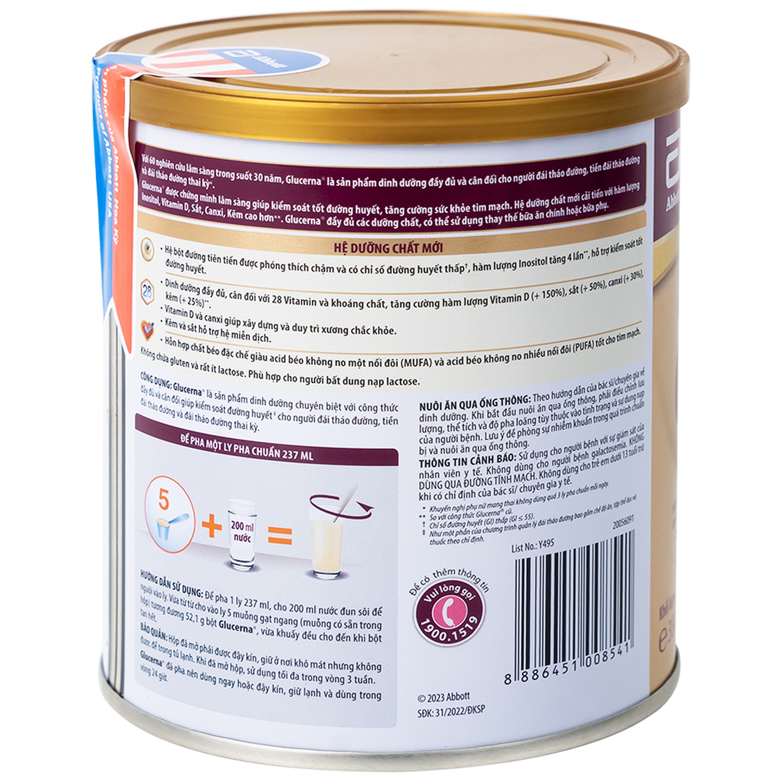 Sữa bổ sung dinh dưỡng đặc biệt cho người đái tháo đường Glucerna Abbott (380g)