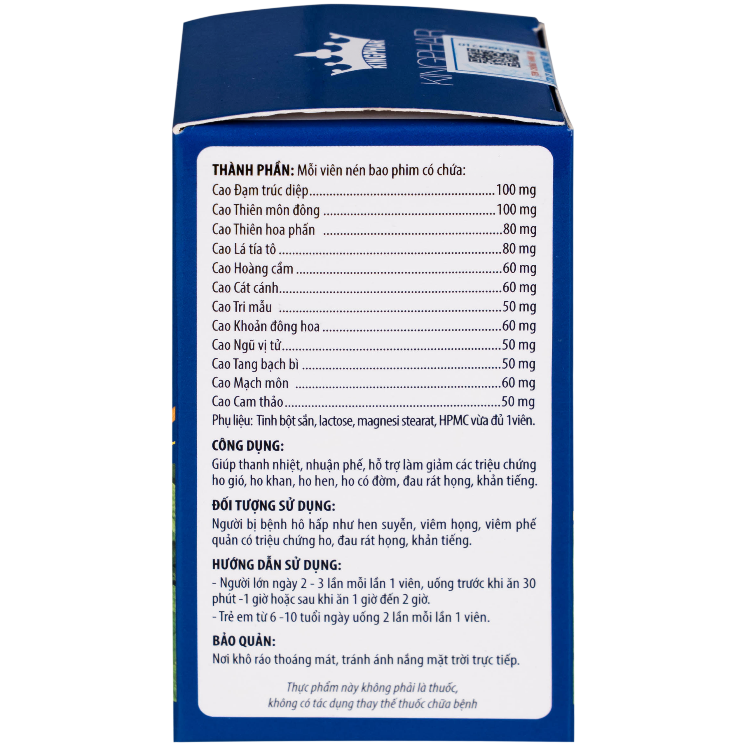 Viên uống Toàn Lộc Bổ Phế Kingphar giúp thanh nhiệt, nhuận phế (60 viên)