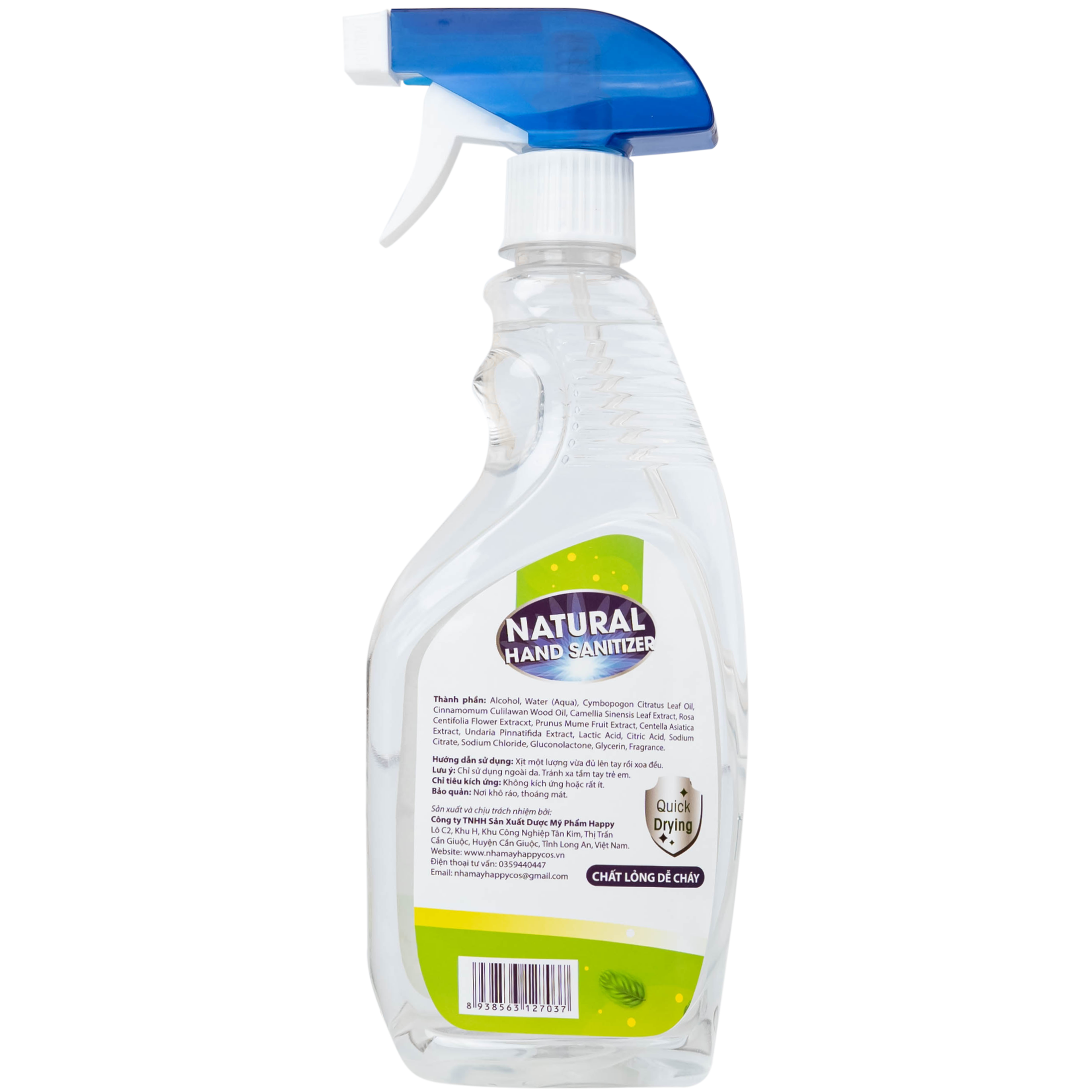 Dung dịch xịt khuẩn tay Natural Hand Sanitizer diệt khuẩn, khử mùi (500ml)