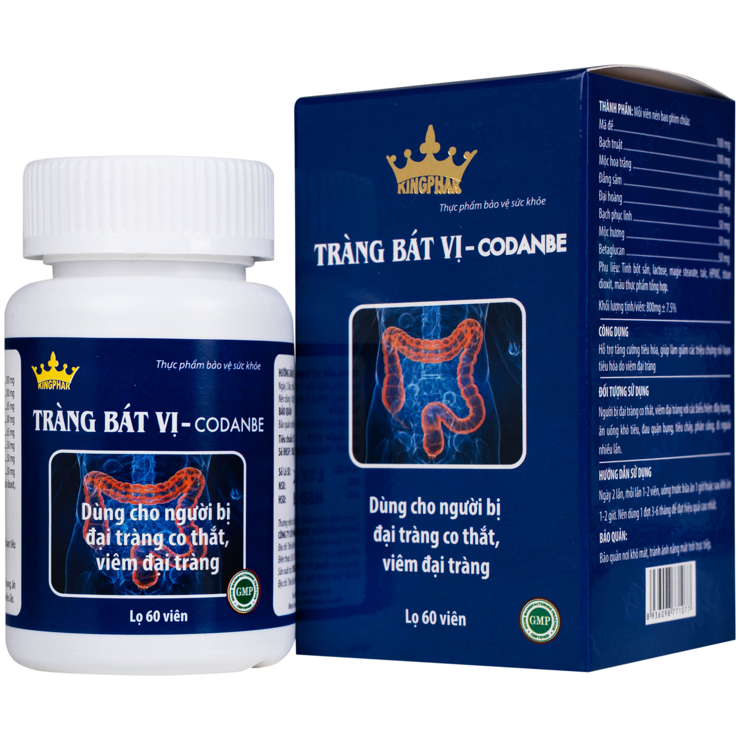 Viên uống Tràng Bát Vị-Codanbe Kingphar dùng cho người bị đại tràng co thắt, viêm đại tràng (60 viên)