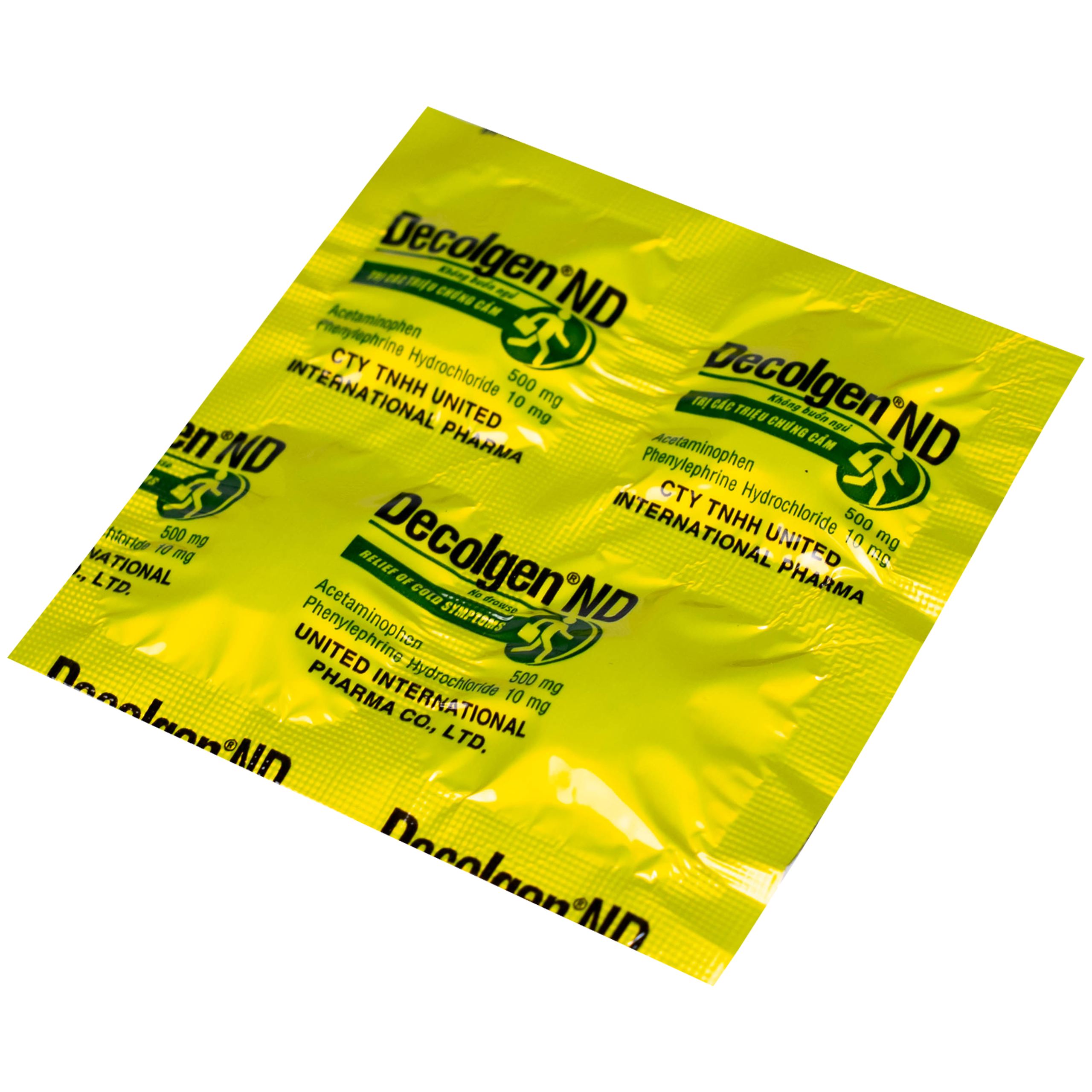 Thuốc Decolgen ND 500mg United giảm các triệu chứng cảm lạnh, cúm, sốt, đau họng, nghẹt mũi (30 vỉ x 4 viên)