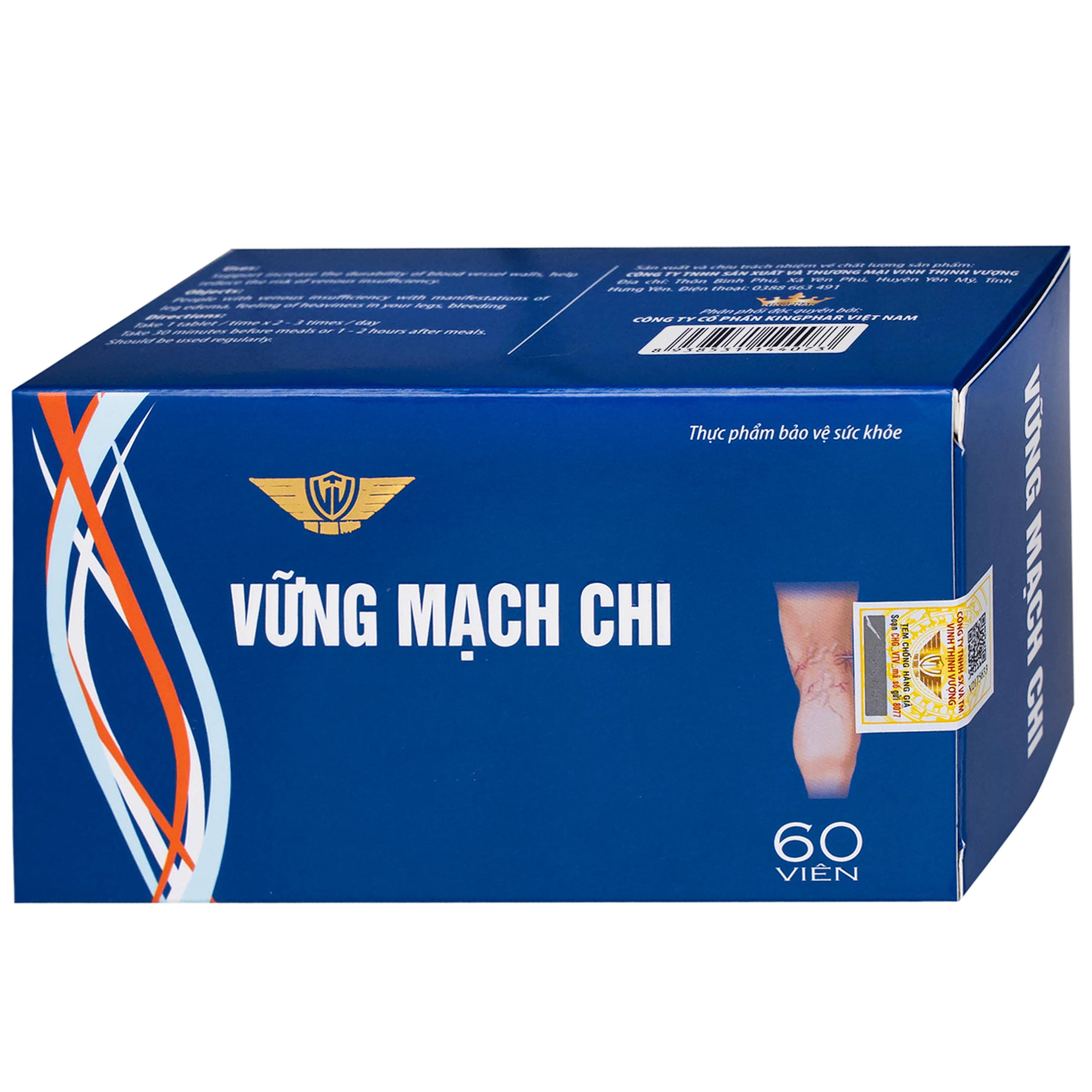 Viên uống Vững Mạch Chi Kingphar hỗ trợ tăng tính bền thành mạch, giảm nguy cơ suy tĩnh mạch (6 vỉ x 10 viên)