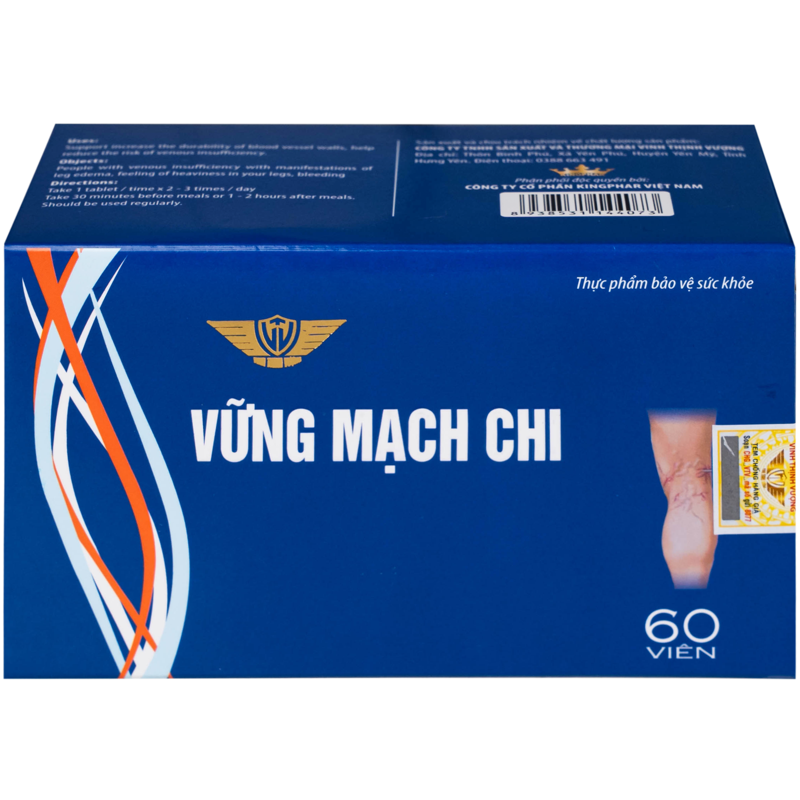Viên uống Vững Mạch Chi Kingphar hỗ trợ tăng tính bền thành mạch, giảm nguy cơ suy tĩnh mạch (6 vỉ x 10 viên)