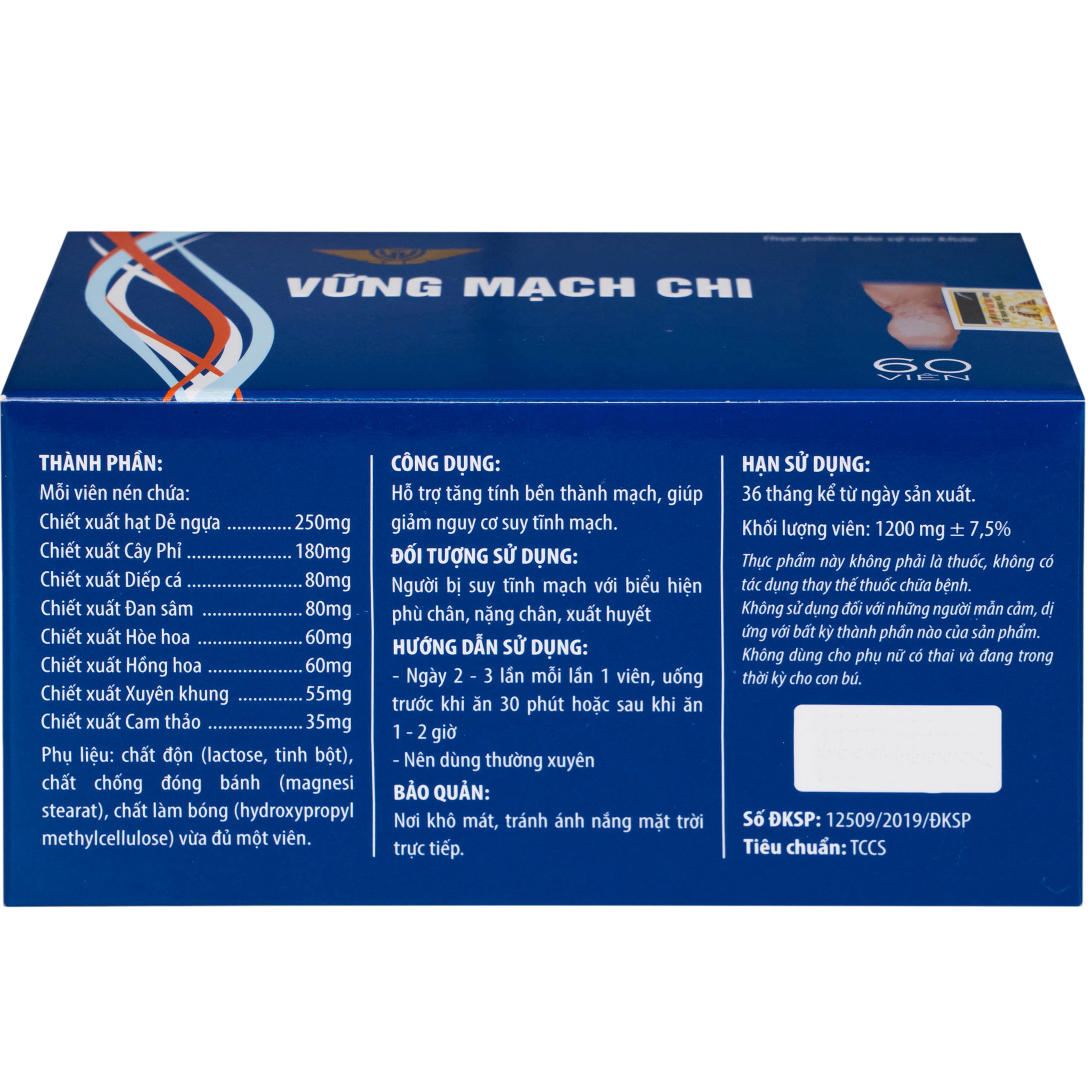 Viên uống Vững Mạch Chi Kingphar hỗ trợ tăng tính bền thành mạch, giảm nguy cơ suy tĩnh mạch (6 vỉ x 10 viên)