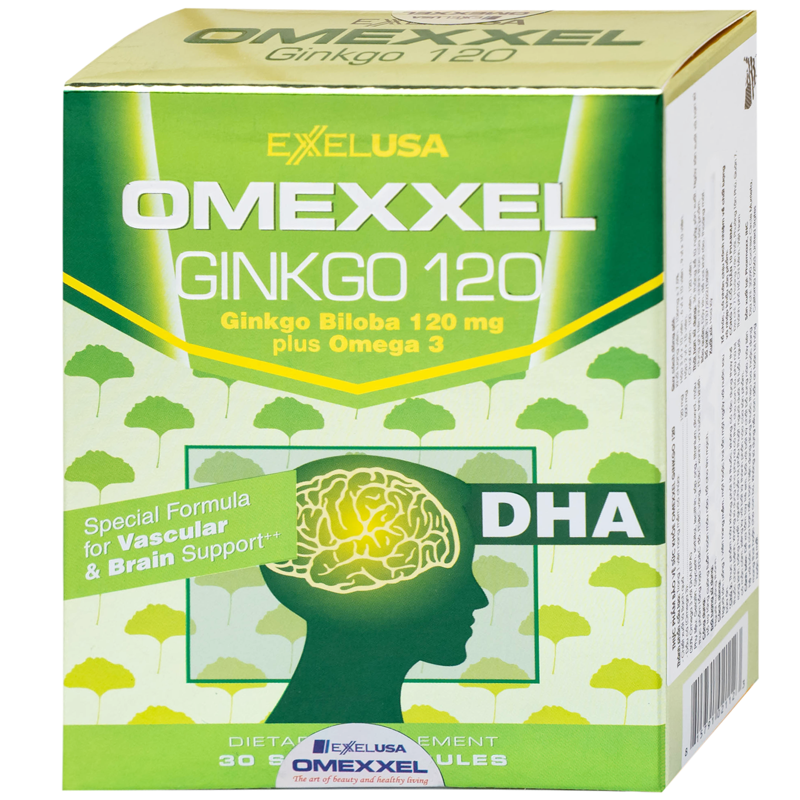 Viên uống Omexxel Ginkgo 120 tăng cường tuần hoàn máu não, tốt cho tim mạch (2 vỉ x 15 viên)