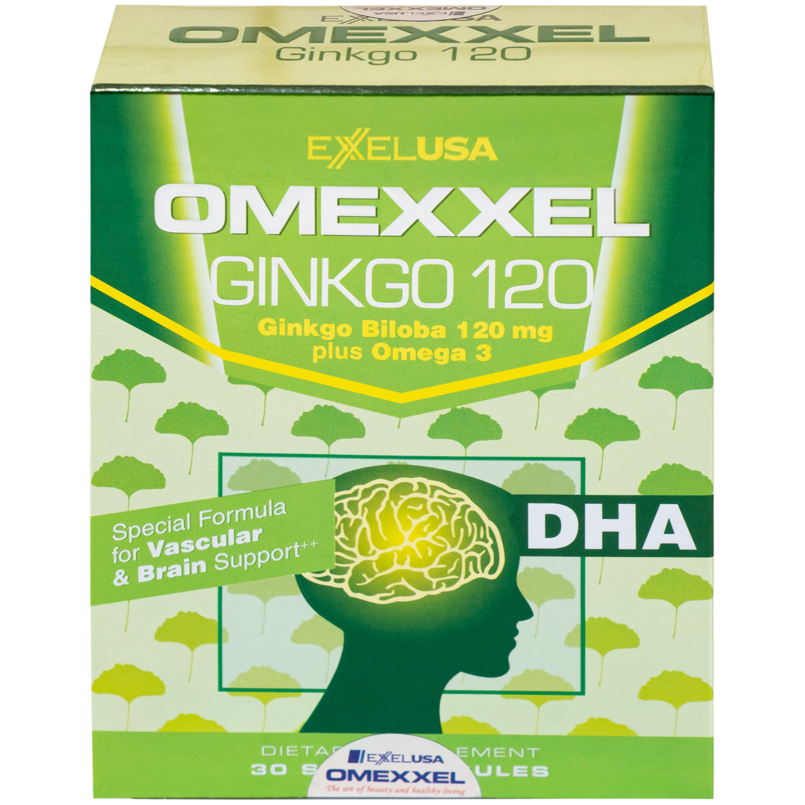Viên uống Omexxel Ginkgo 120 tăng cường tuần hoàn máu não, tốt cho tim mạch (2 vỉ x 15 viên)