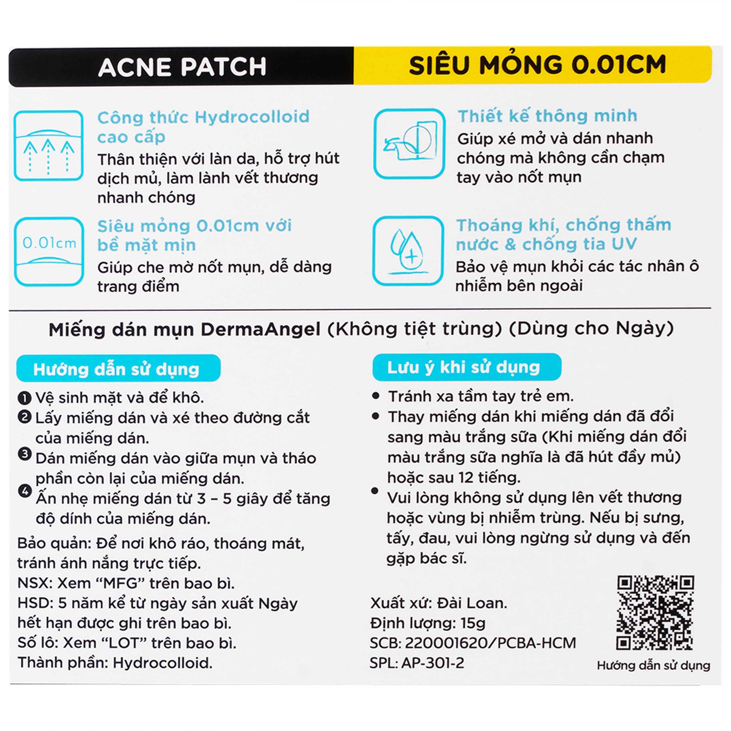 Miếng dán mụn ban ngày Derma Angel (12 miếng) hút mụn, làm lành vết thương sau mụn 