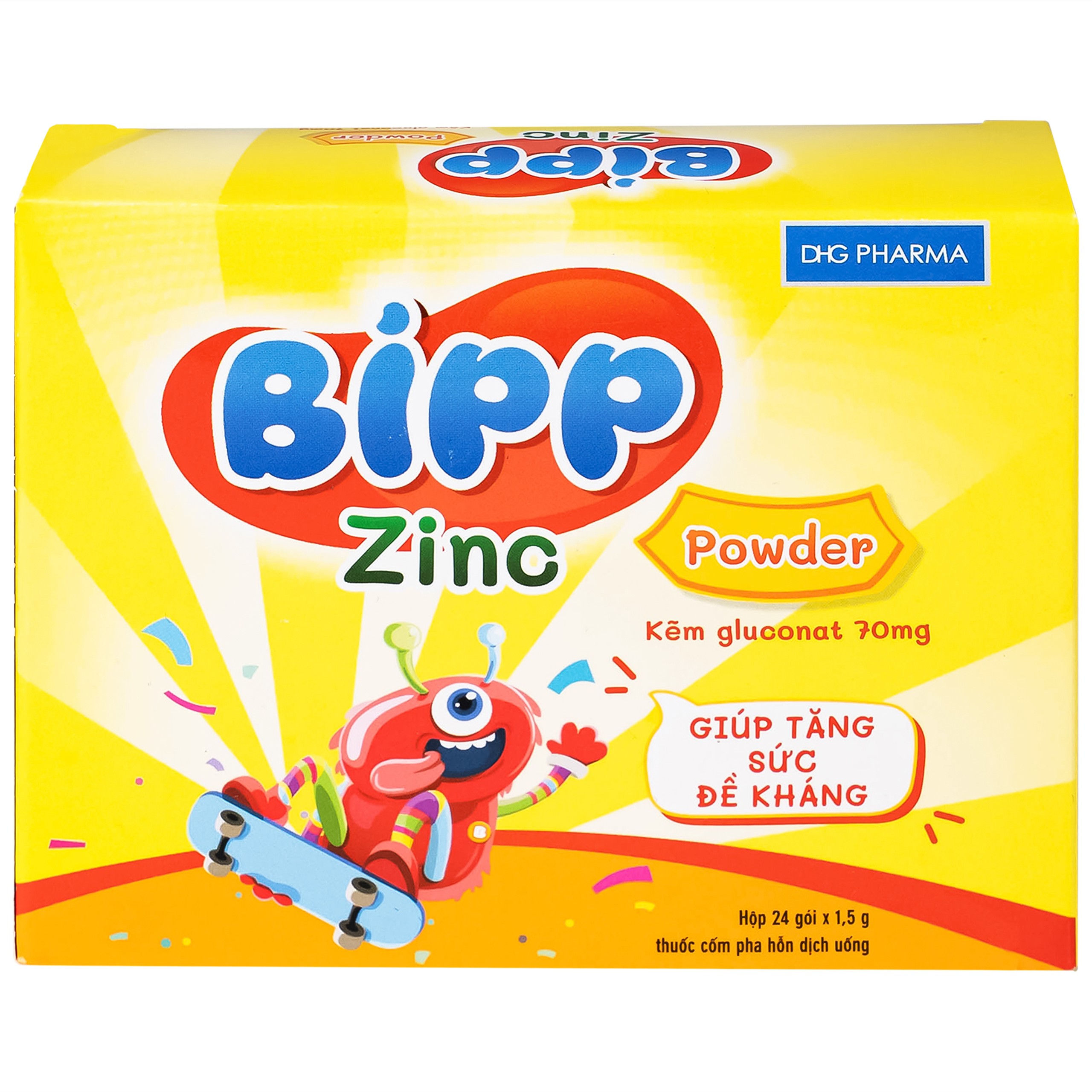 Thuốc Bipp zinc powder 70mg DHG giúp bổ sung kẽm, tăng cường sức để kháng cho trẻ em (24 gói x 1.5g)