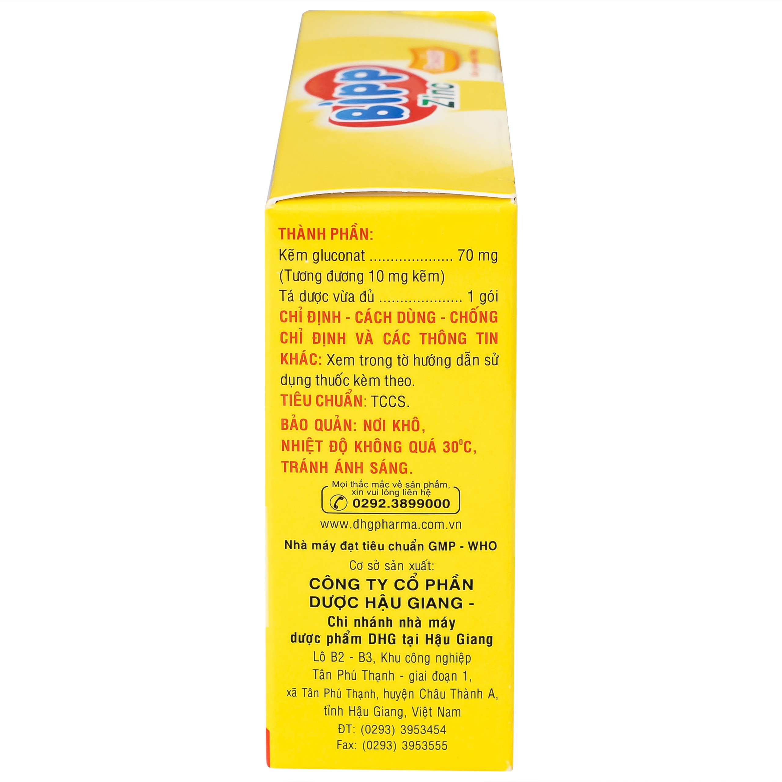 Thuốc Bipp zinc powder 70mg DHG giúp bổ sung kẽm, tăng cường sức để kháng cho trẻ em (24 gói x 1.5g)