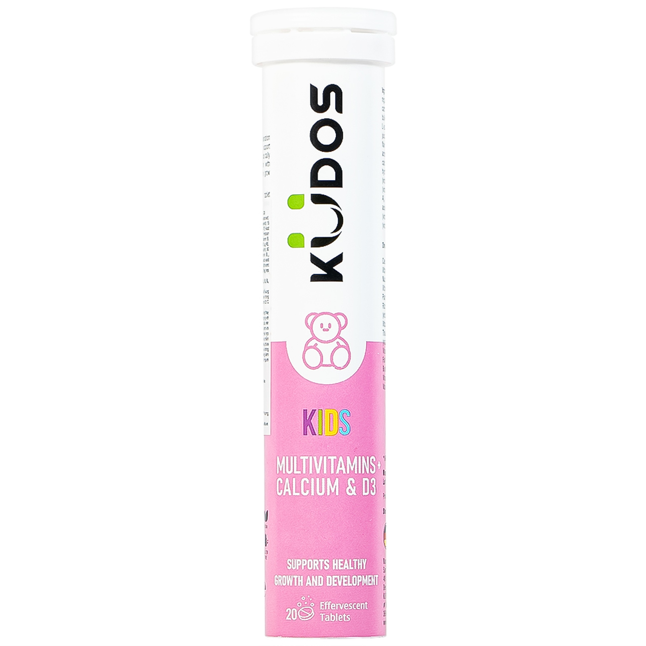 Viên sủi bổ sung calci và vitamin cho trẻ em Kudos Kids Multivitamins Plus Calcium & D3 hương dưa hấu (20 viên)