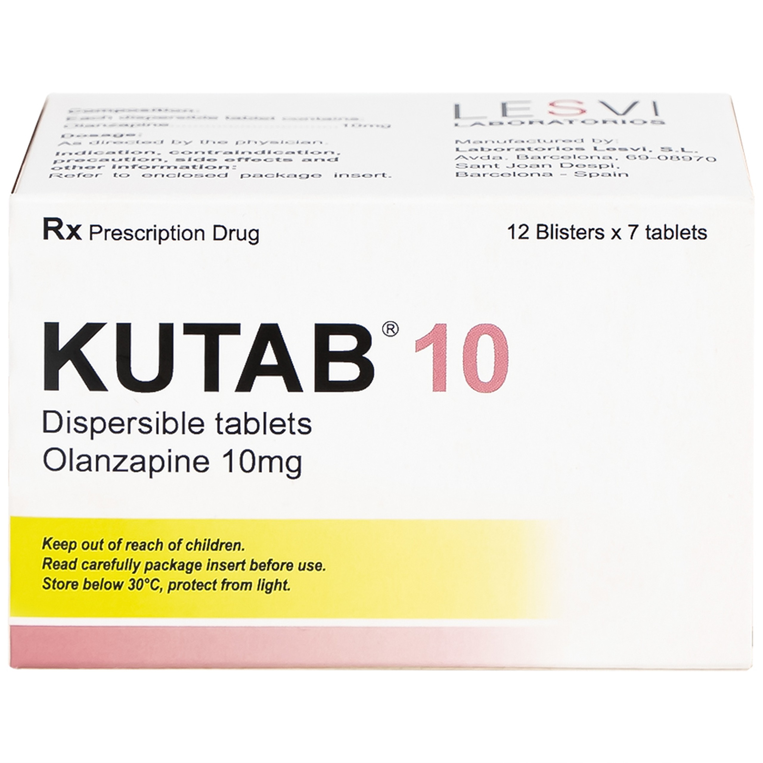 Thuốc Kutab 10 Levis điều trị tâm thần phân liệt, giai đoạn hưng cảm vừa đến nặng (12 vỉ x 7 viên)
