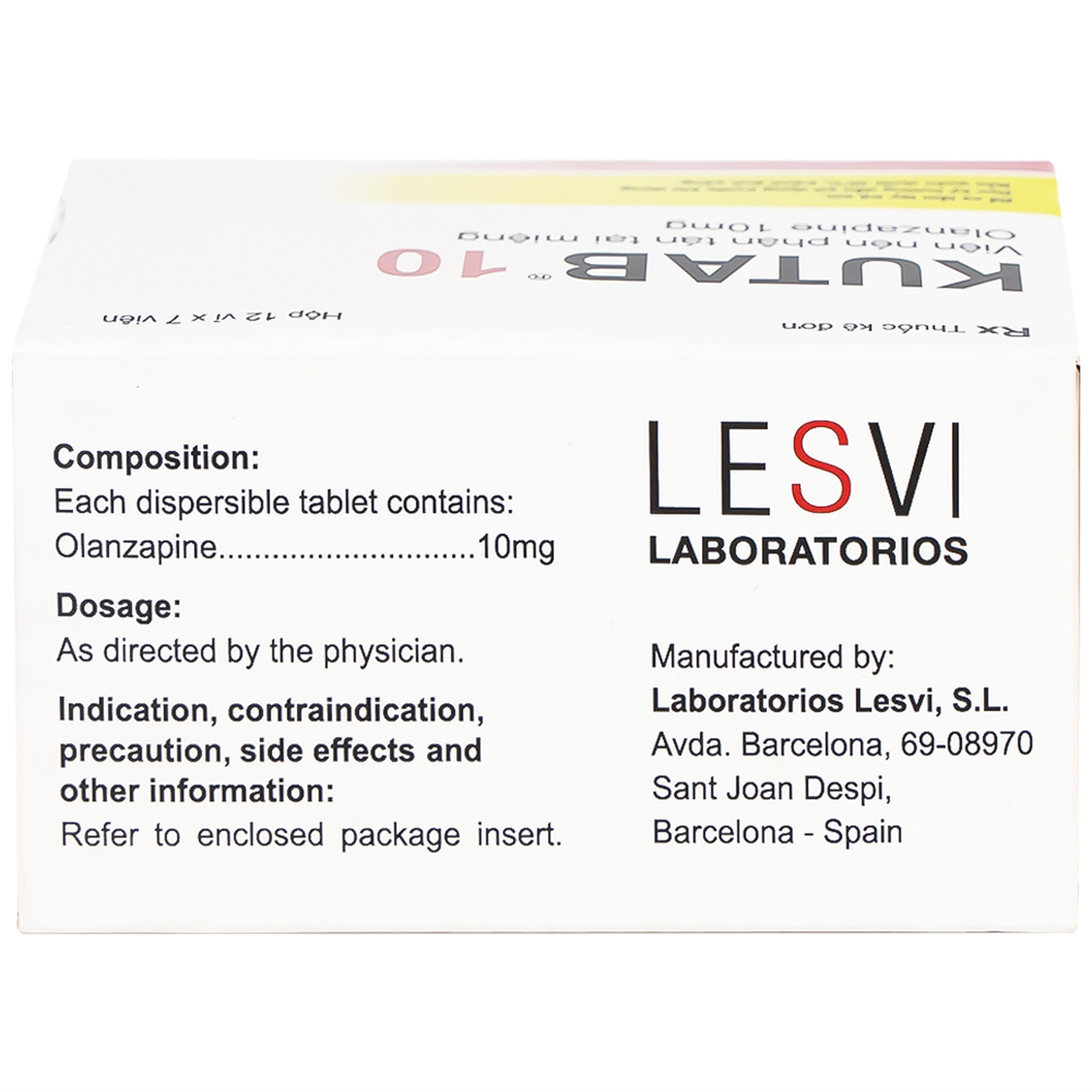 Thuốc Kutab 10 Levis điều trị tâm thần phân liệt, giai đoạn hưng cảm vừa đến nặng (12 vỉ x 7 viên)