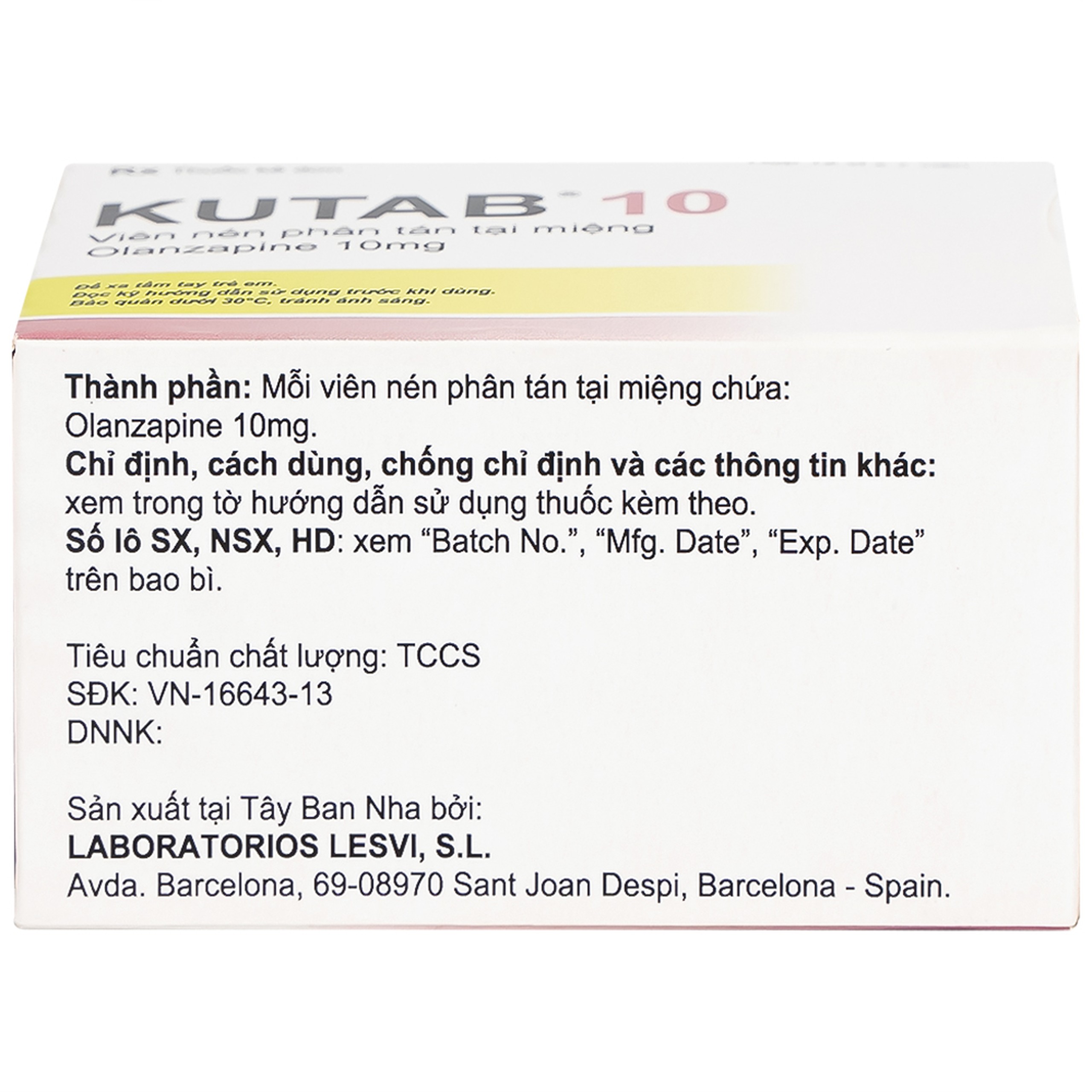 Thuốc Kutab 10 Levis điều trị tâm thần phân liệt, giai đoạn hưng cảm vừa đến nặng (12 vỉ x 7 viên)