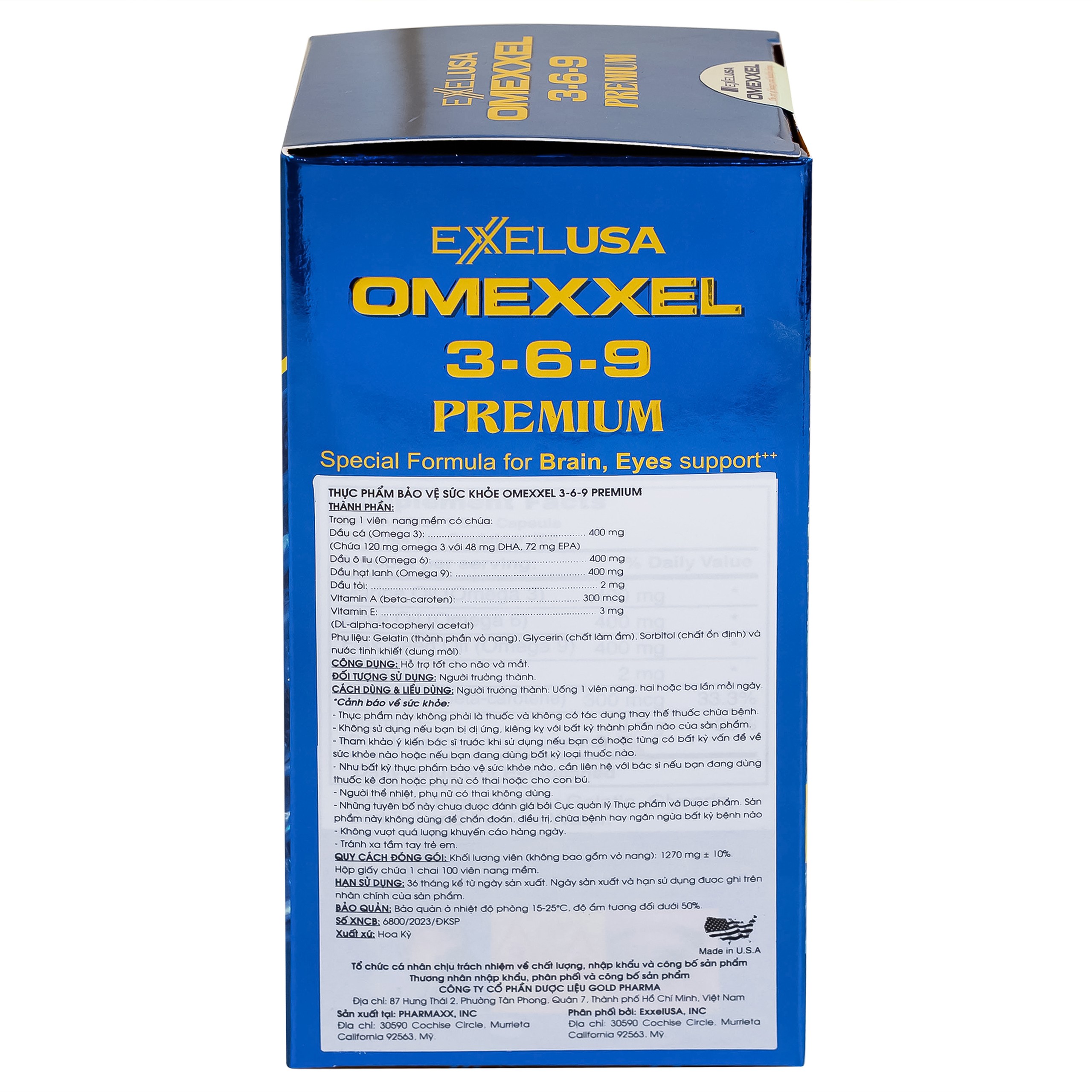 Viên uống Omexxel 3-6-9 Premium hỗ trợ tốt cho não và mắt (100 viên)