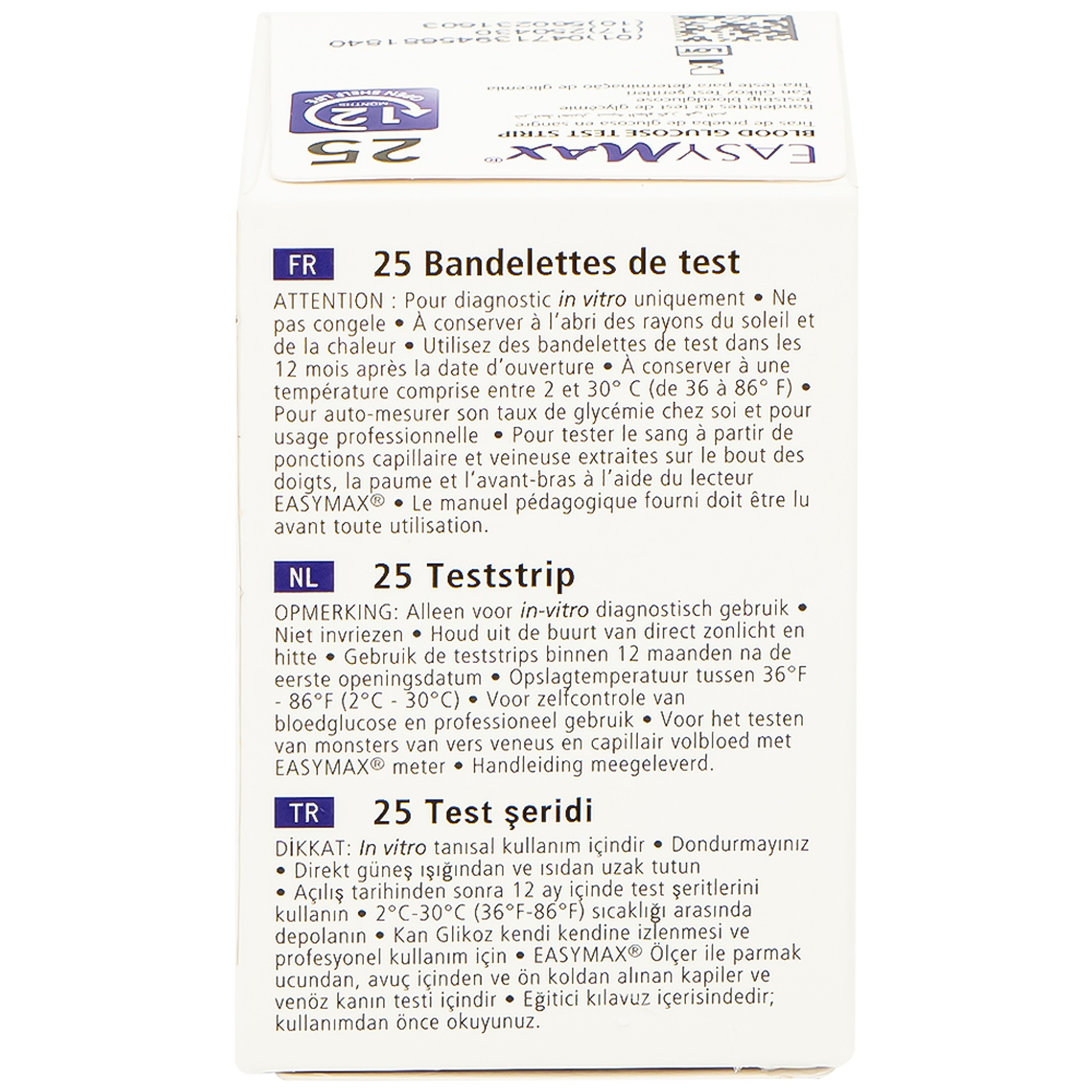 Combo 3 hộp que thử đường huyết Easy Max (25 cái) - tặng máy đo đường huyết Easy Max Tag