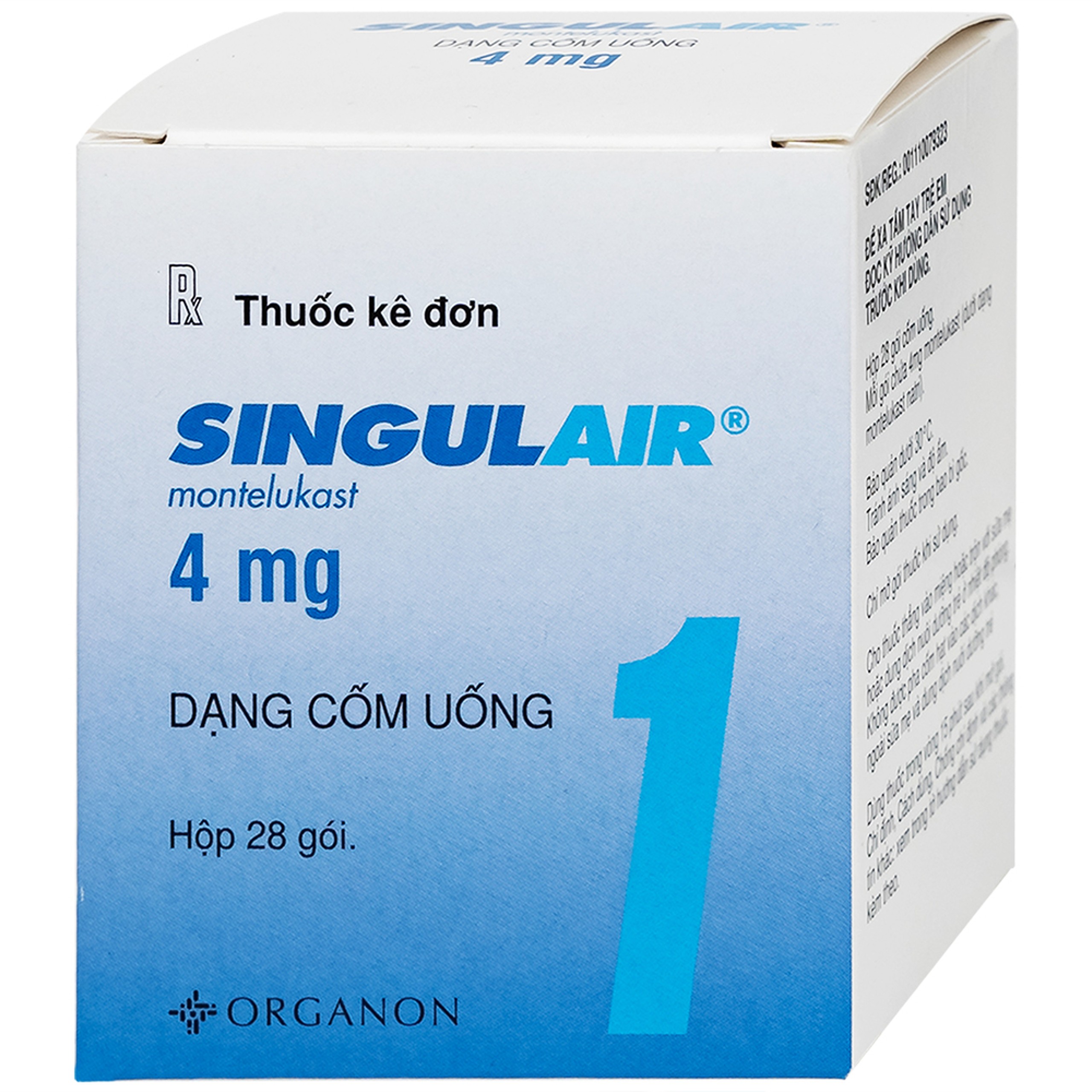 Thuốc Singulair 4mg Organon phòng và điều trị hen phế quản mạn tính (28 gói)