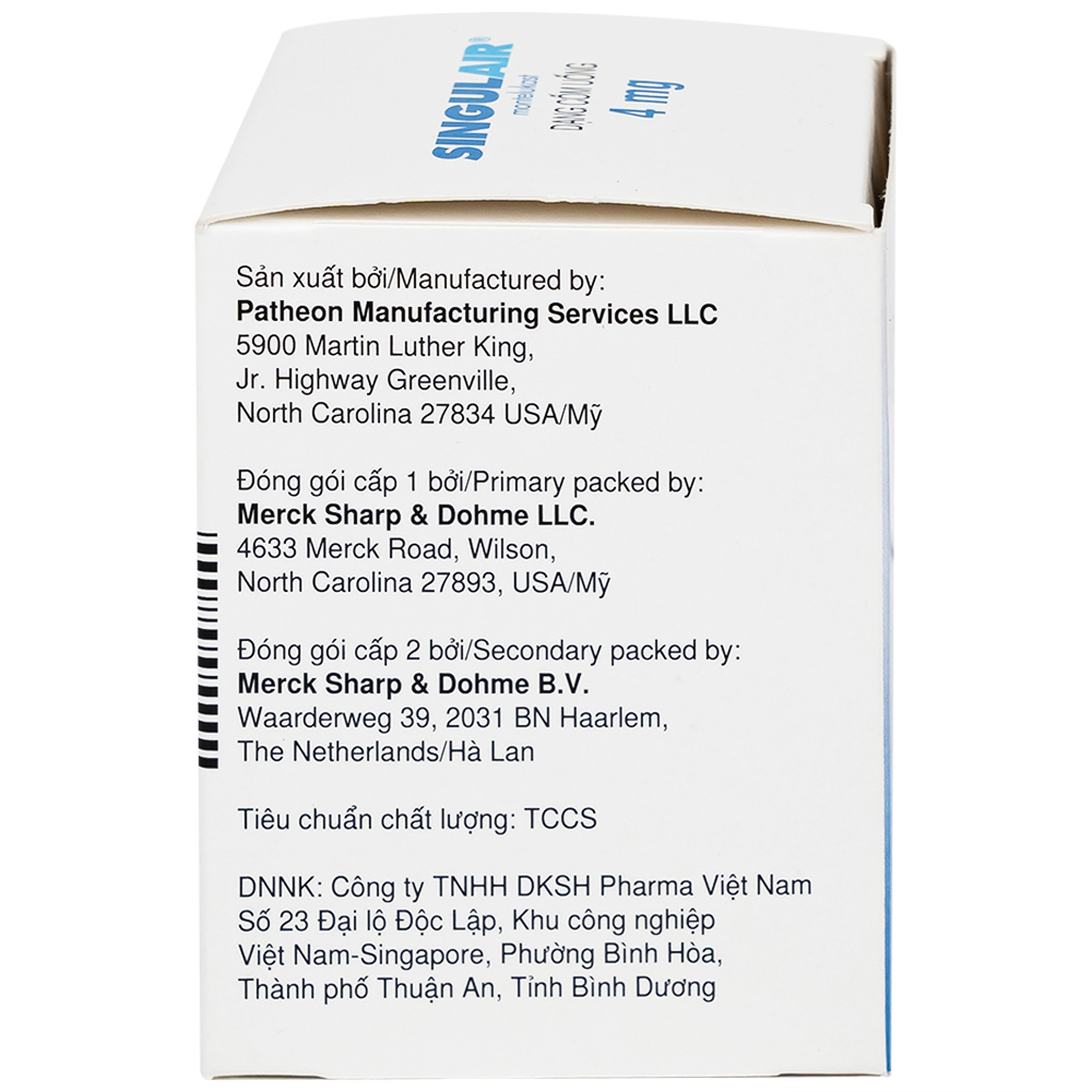 Thuốc Singulair 4mg Organon phòng và điều trị hen phế quản mạn tính (28 gói)