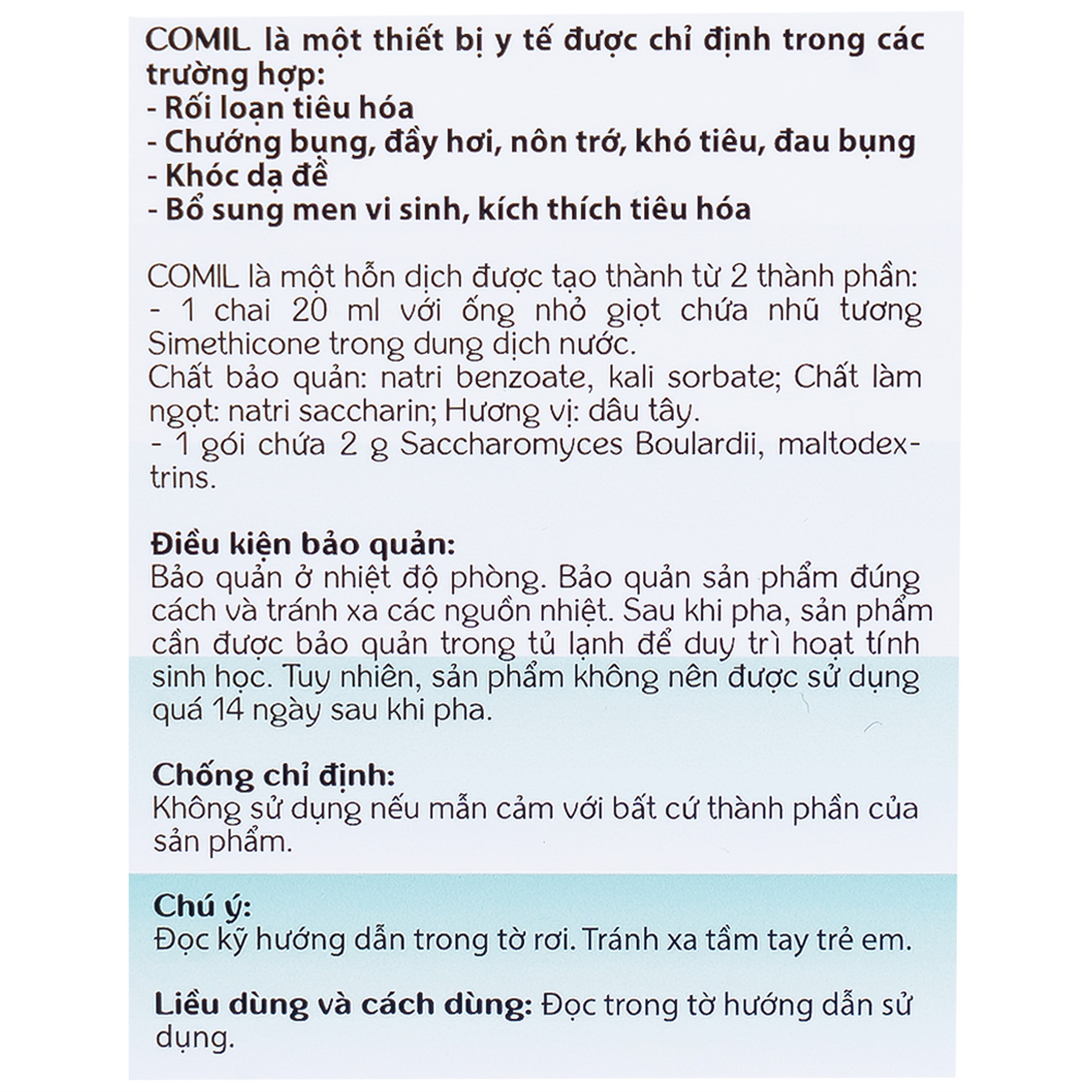 Men tiêu hóa Comil hương dâu 20ml giúp giảm rối loạn tiêu hóa, nôn trớ ở trẻ, dùng được cho trẻ sơ sinh