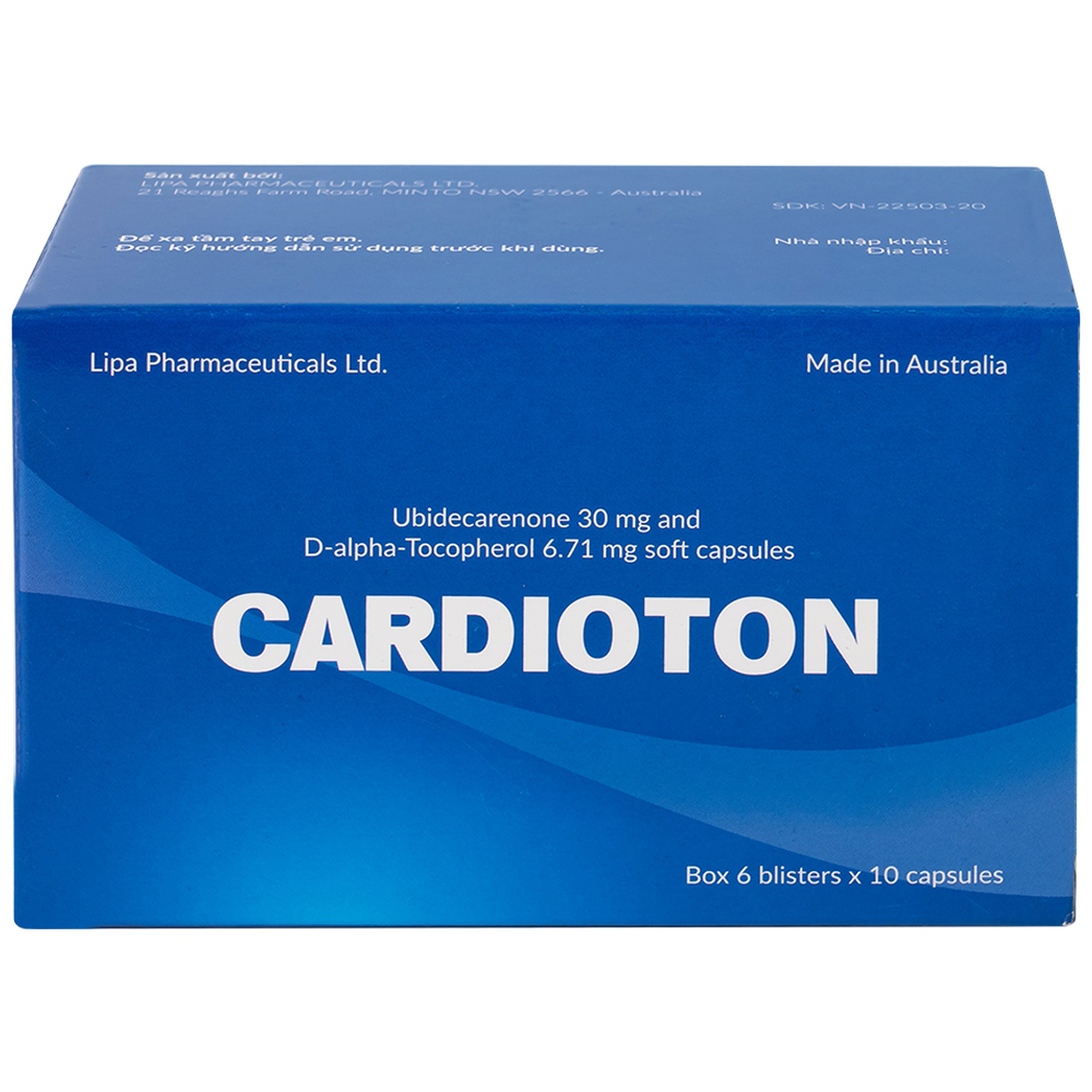 Thuốc Cardioton Lipa Pharma điều trị suy tim, tăng huyết áp, bổ sung năng lượng (6 vỉ x 10 viên) 