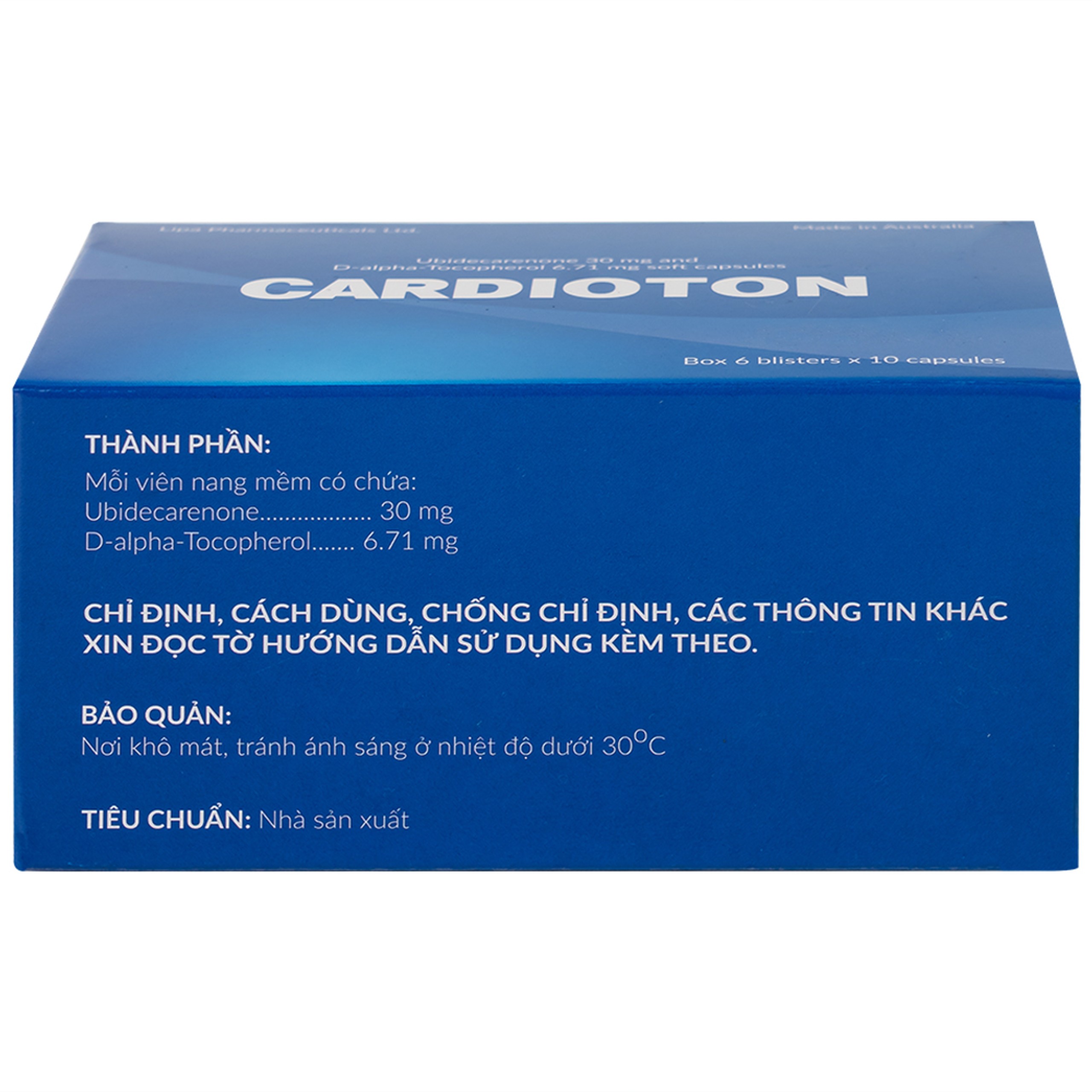Thuốc Cardioton Lipa Pharma điều trị suy tim, tăng huyết áp, bổ sung năng lượng (6 vỉ x 10 viên) 