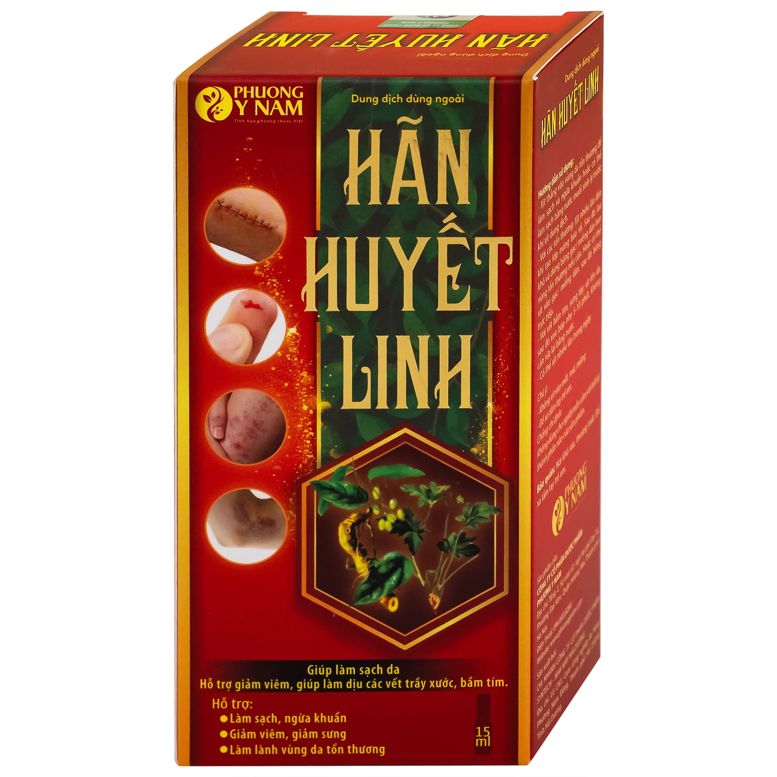 Dung dịch dùng ngoài ngừa khuẩn Hãn Huyết Linh 15ml giảm sưng viêm, làm dịu vết trầy xước, bầm tím
