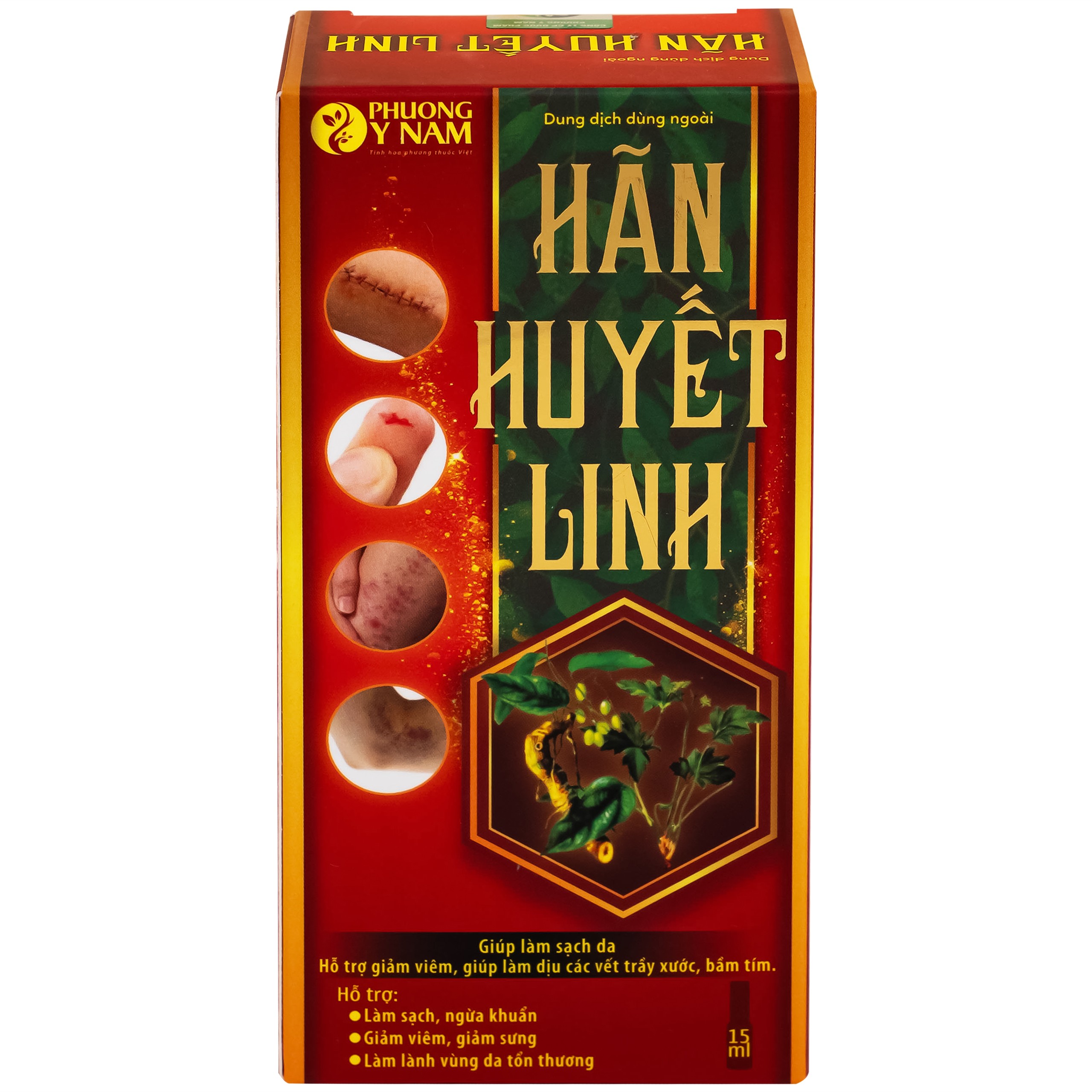 Dung dịch dùng ngoài ngừa khuẩn Hãn Huyết Linh 15ml giảm sưng viêm, làm dịu vết trầy xước, bầm tím