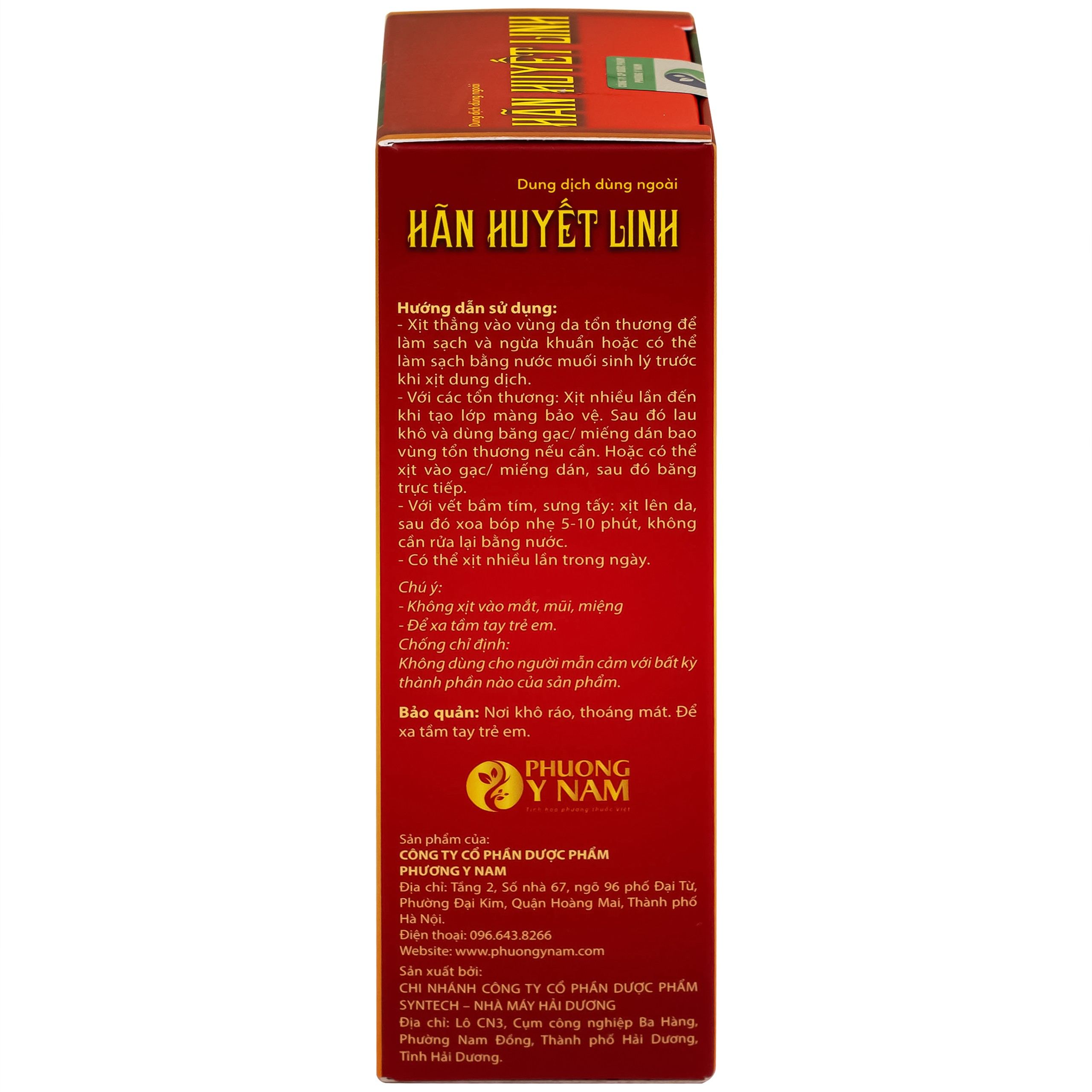 Dung dịch dùng ngoài ngừa khuẩn Hãn Huyết Linh 15ml giảm sưng viêm, làm dịu vết trầy xước, bầm tím