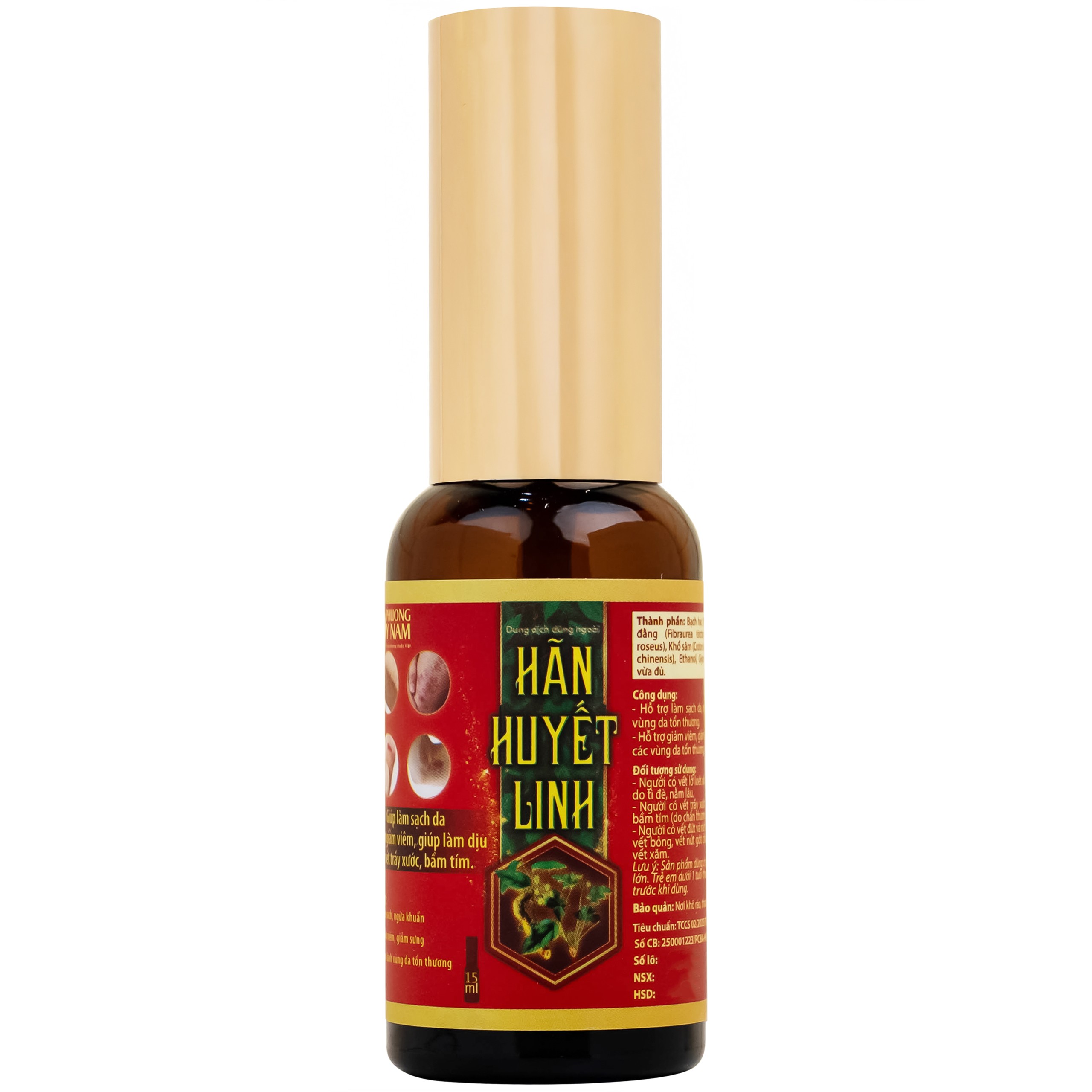 Dung dịch dùng ngoài ngừa khuẩn Hãn Huyết Linh 15ml giảm sưng viêm, làm dịu vết trầy xước, bầm tím