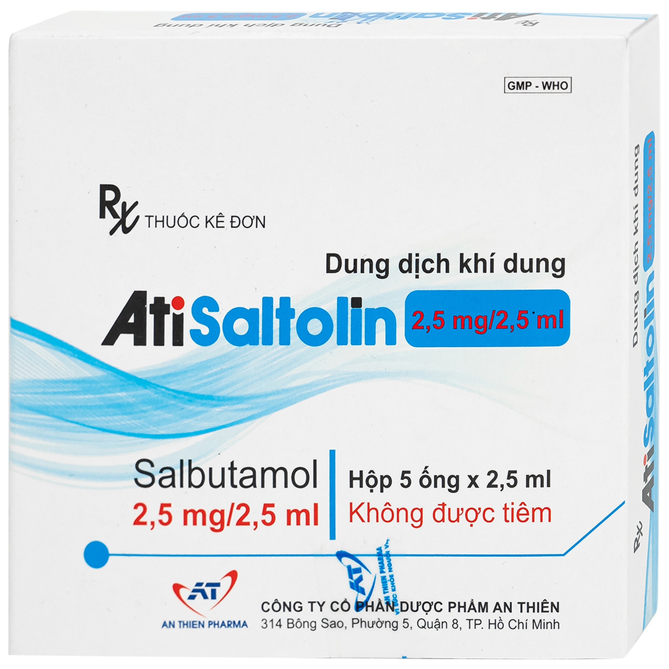 Dung dịch khí dung AtiSaltolin 2,5mg/2,5ml An Thiên điều trị chứng co thắt phế quản (5 ống)