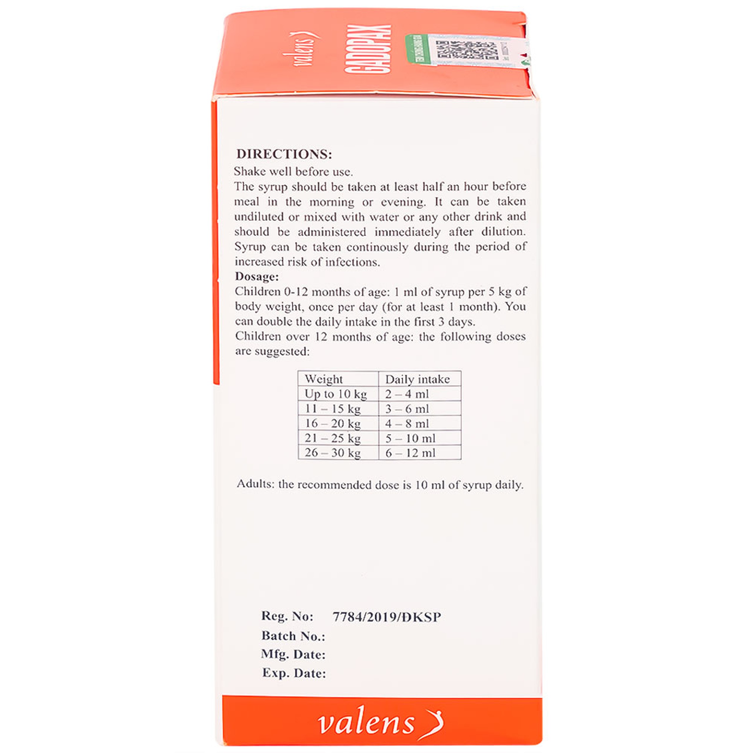 Siro Gadopax Forte hỗ trợ tăng sức đề kháng của cơ thể (100ml)