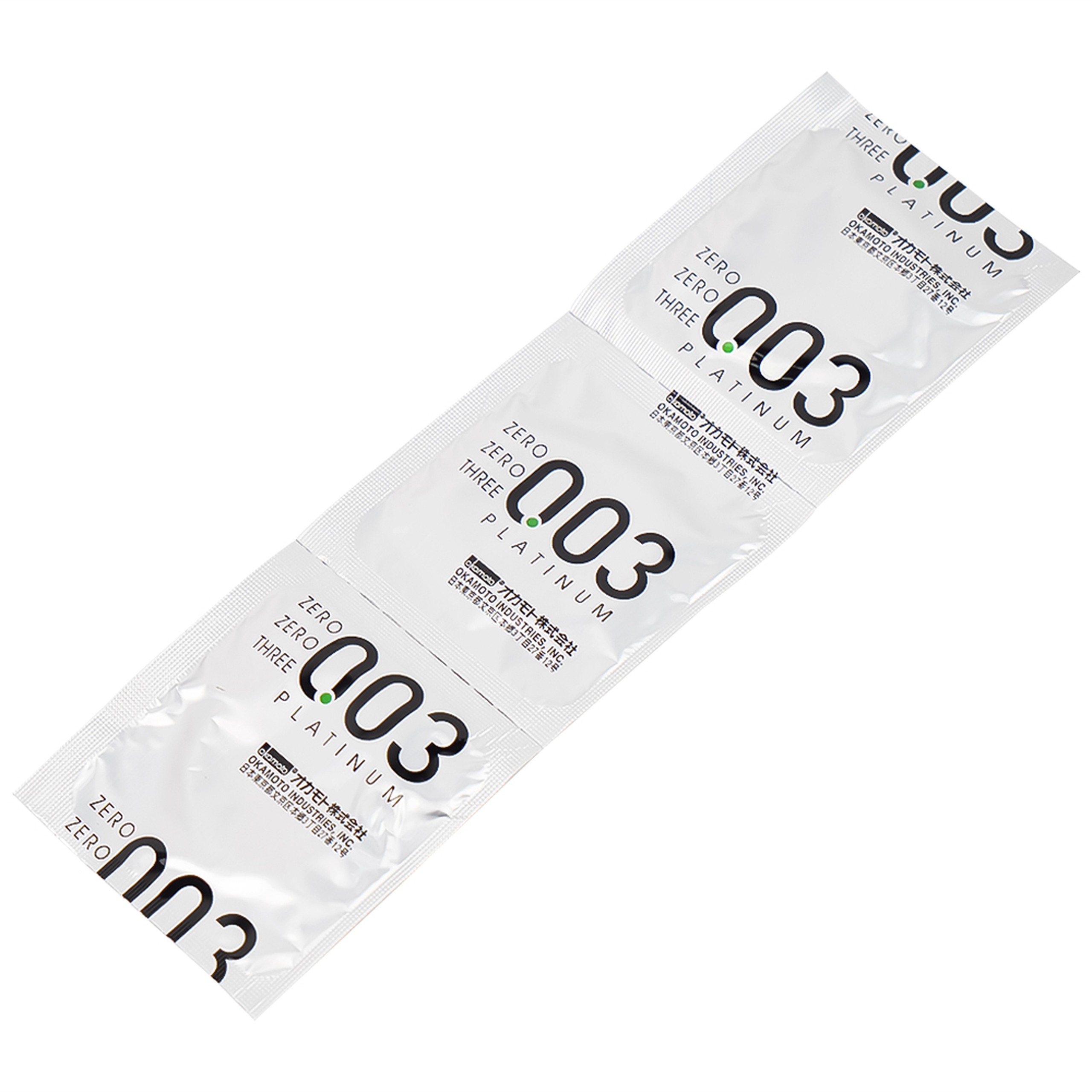 Bao cao su Okamoto 0.03 Platinum trong suốt, mềm mại, dùng để phòng tránh thai và ngăn ngừa HIV (3 cái)
