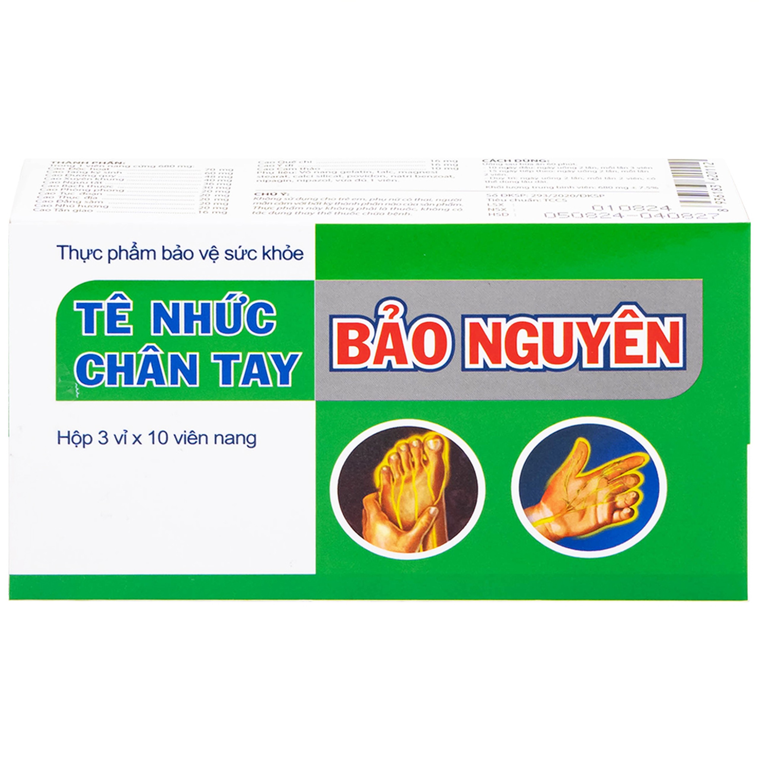 Viên uống Tê Nhức Chân Tay Bảo Nguyên tăng cường lưu thông khí huyết (3 vỉ x 10 viên)