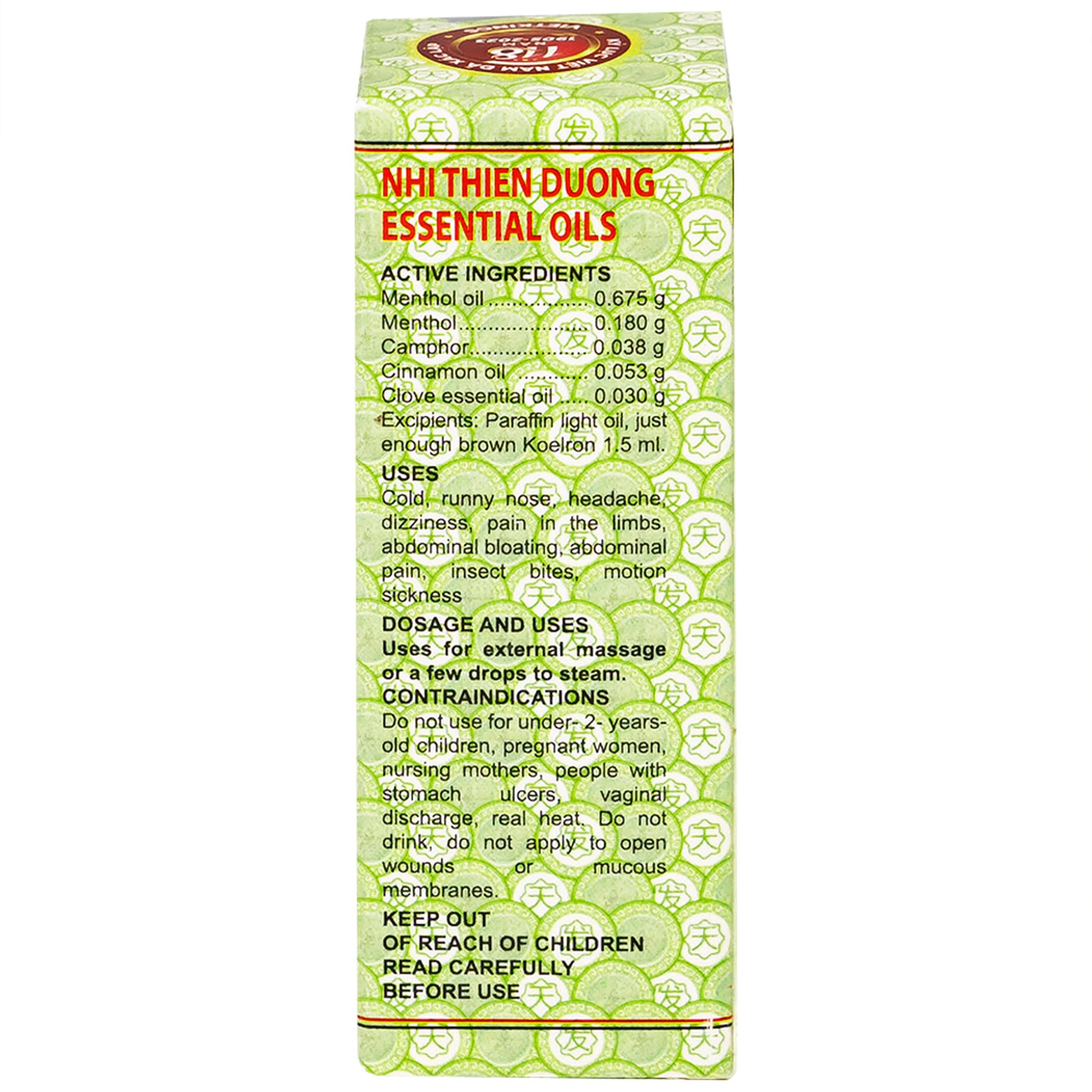 Dầu gió Nhị Thiên Đường 1.5ml dùng khi cảm mạo phong hàn, sổ mũi, chóng mặt, nhức đầu, say tàu xe