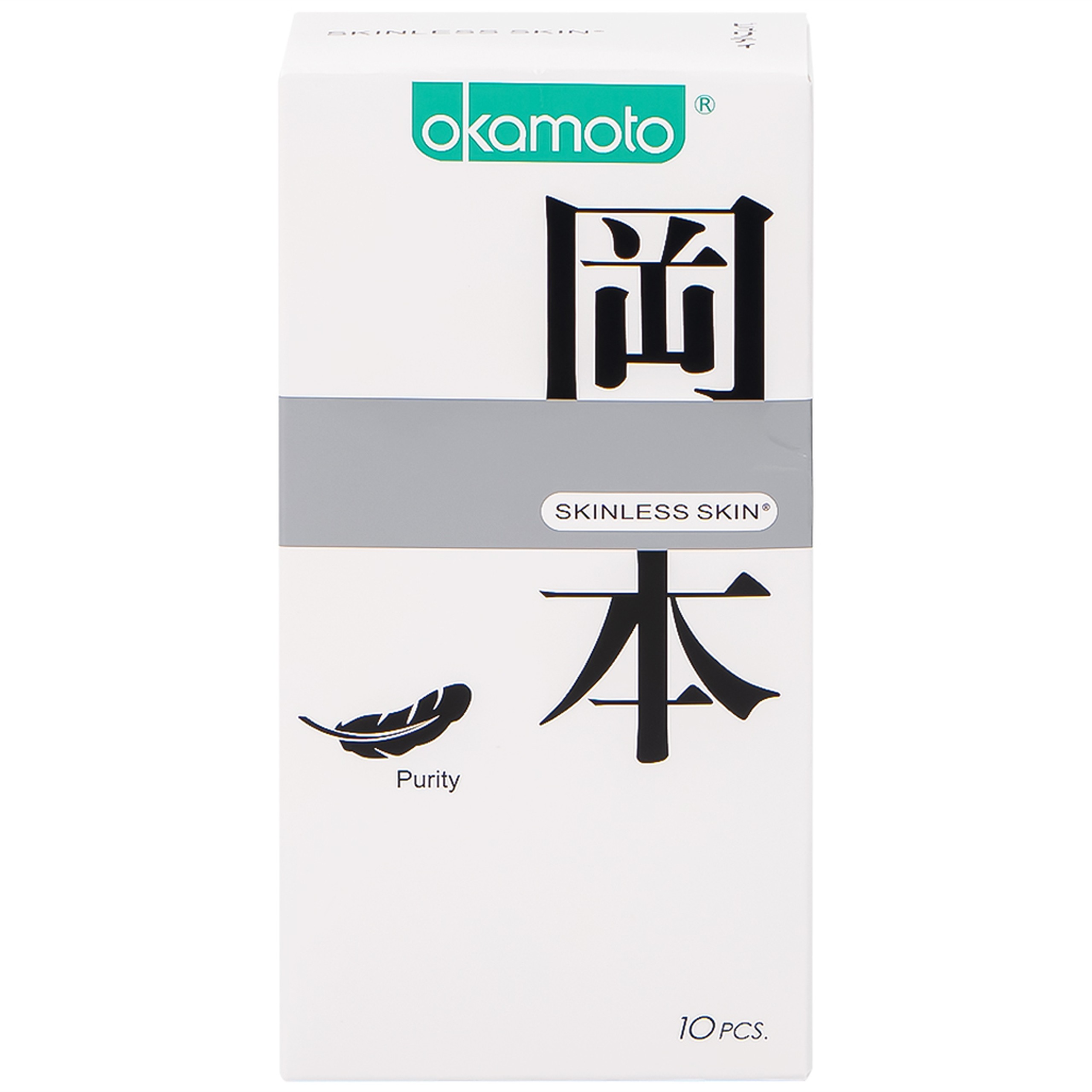 Bao cao su Okamoto Skinless Skin Purity không mùi, tinh khiết, dùng để phòng tránh thai và ngăn ngừa HIV (10 cái)