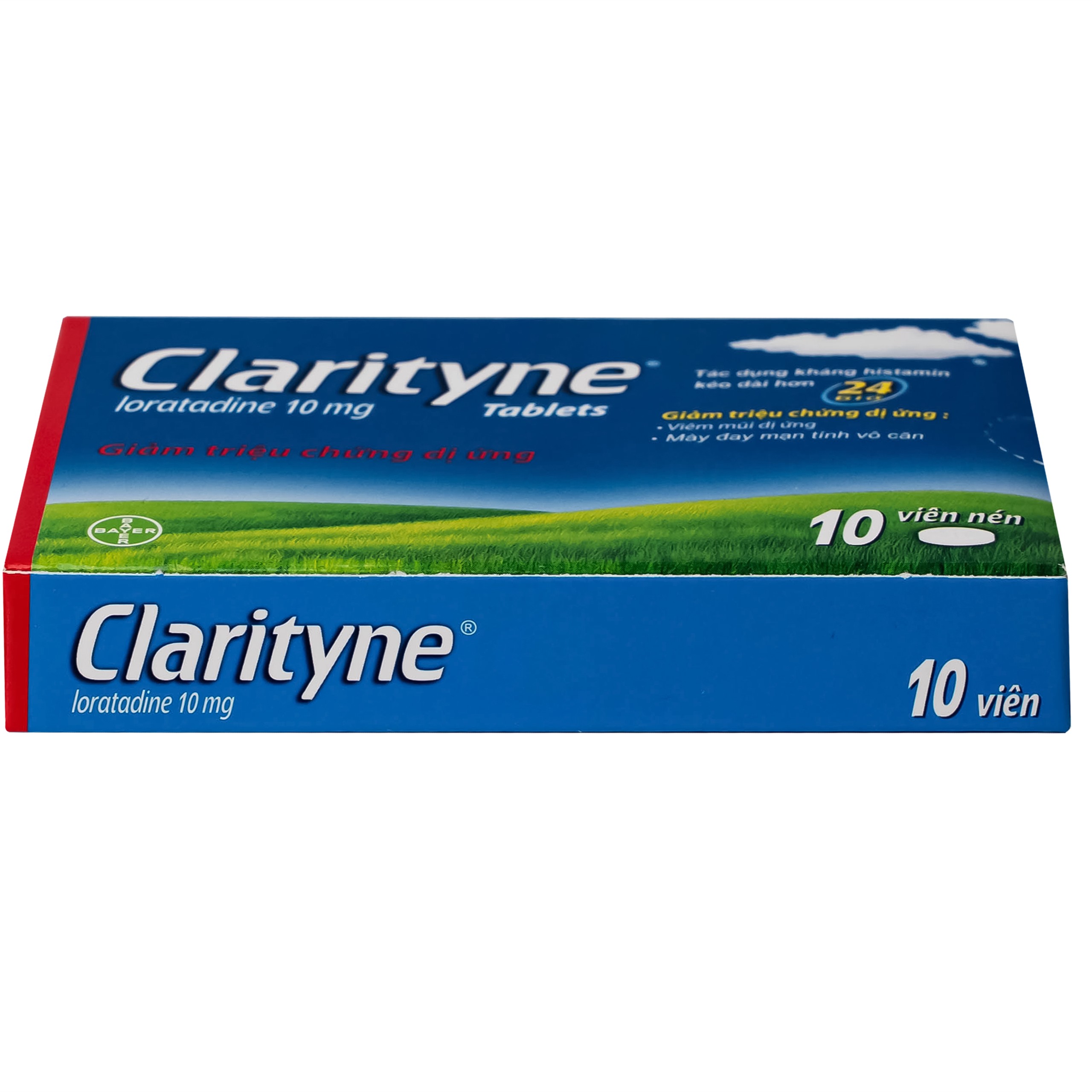 Thuốc Clarityne 10mg Bayer giảm các triệu chứng do viêm mũi dị ứng và mày đay mạn tính vô căn (1 vỉ x 10 viên)