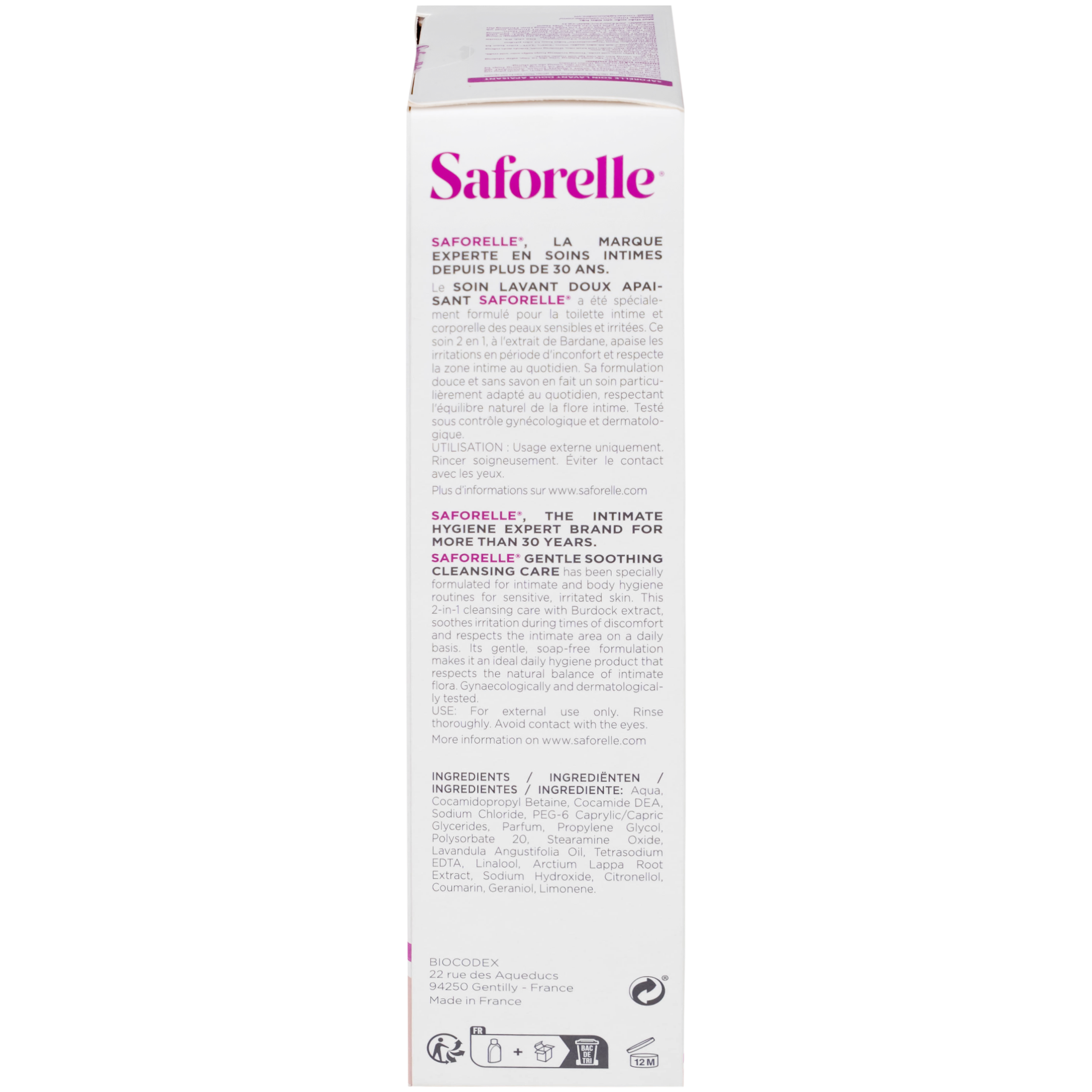 Dung dịch vệ sinh phụ nữ Saforelle Gentle Soothing Cleansing Care làm sạch dịu nhẹ, bảo vệ vùng kín (250ml)