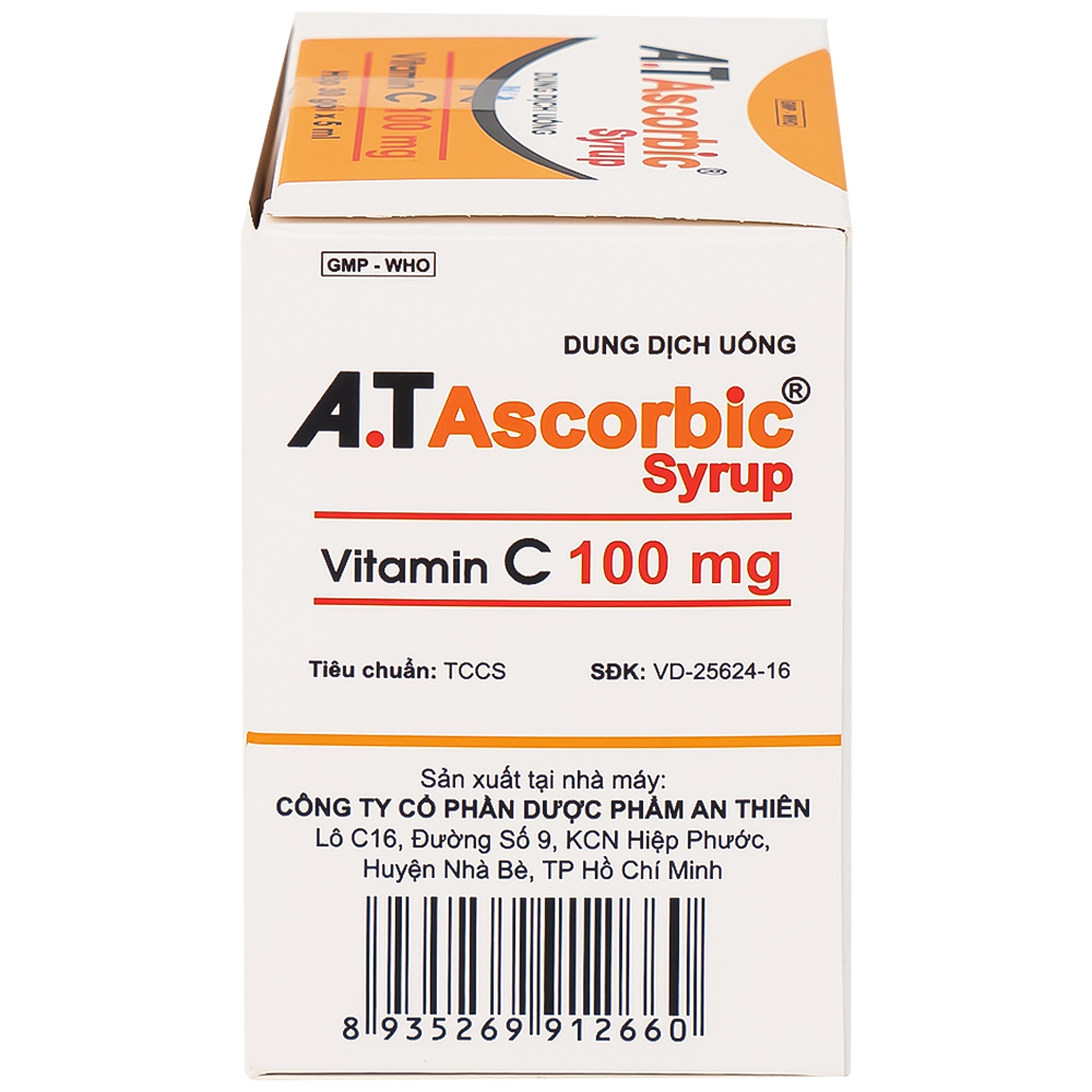 Dung dịch uống A.T Ascorbic Syrup 100mg bổ sung vitamin C, điều trị bệnh scorbut (30 gói x 5ml)