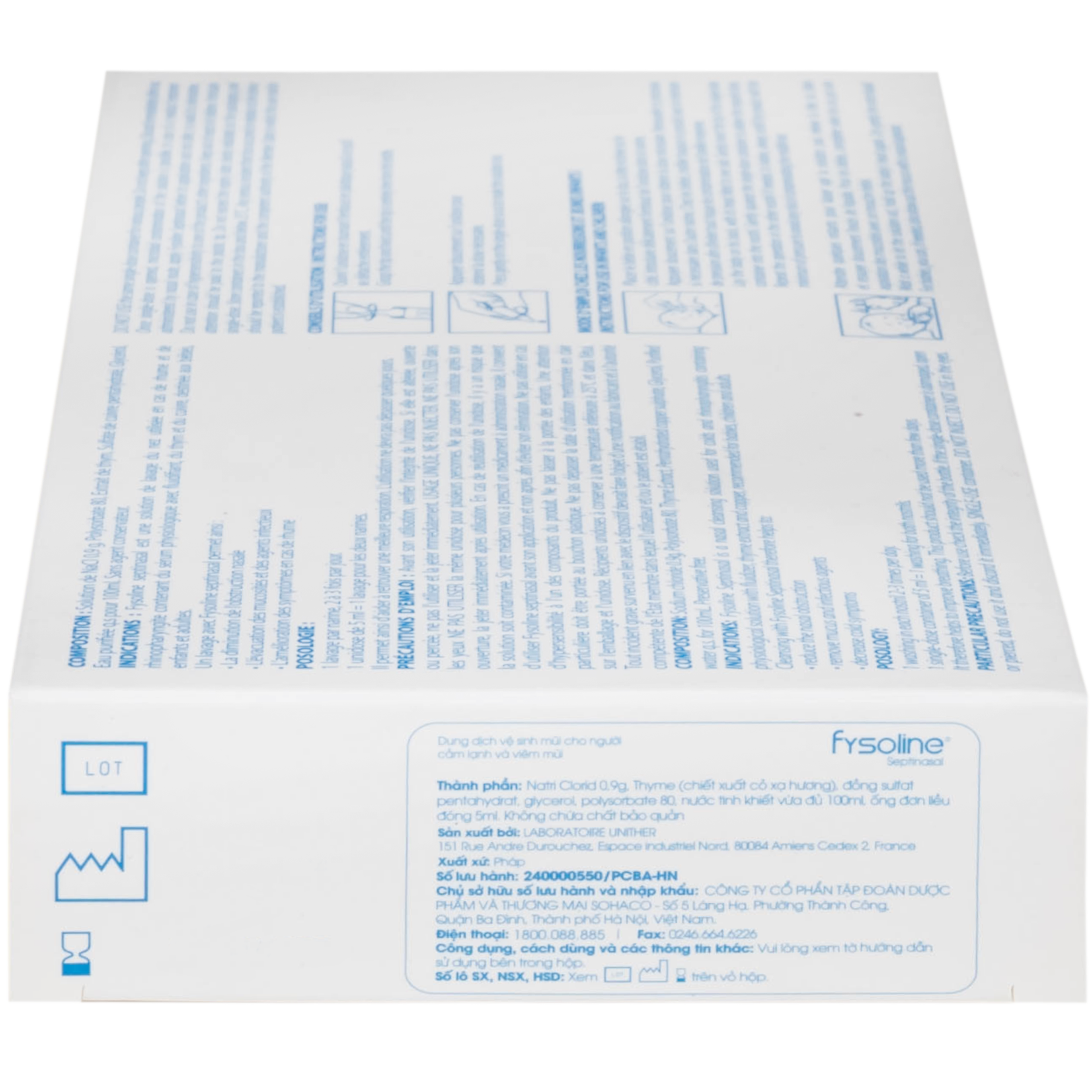 Nước muối sinh lý Fysoline Septinasal (20 ống x 5ml) giúp giảm sổ mũi, viêm mũi, nghẹt mũi, dùng được cho trẻ sơ sinh