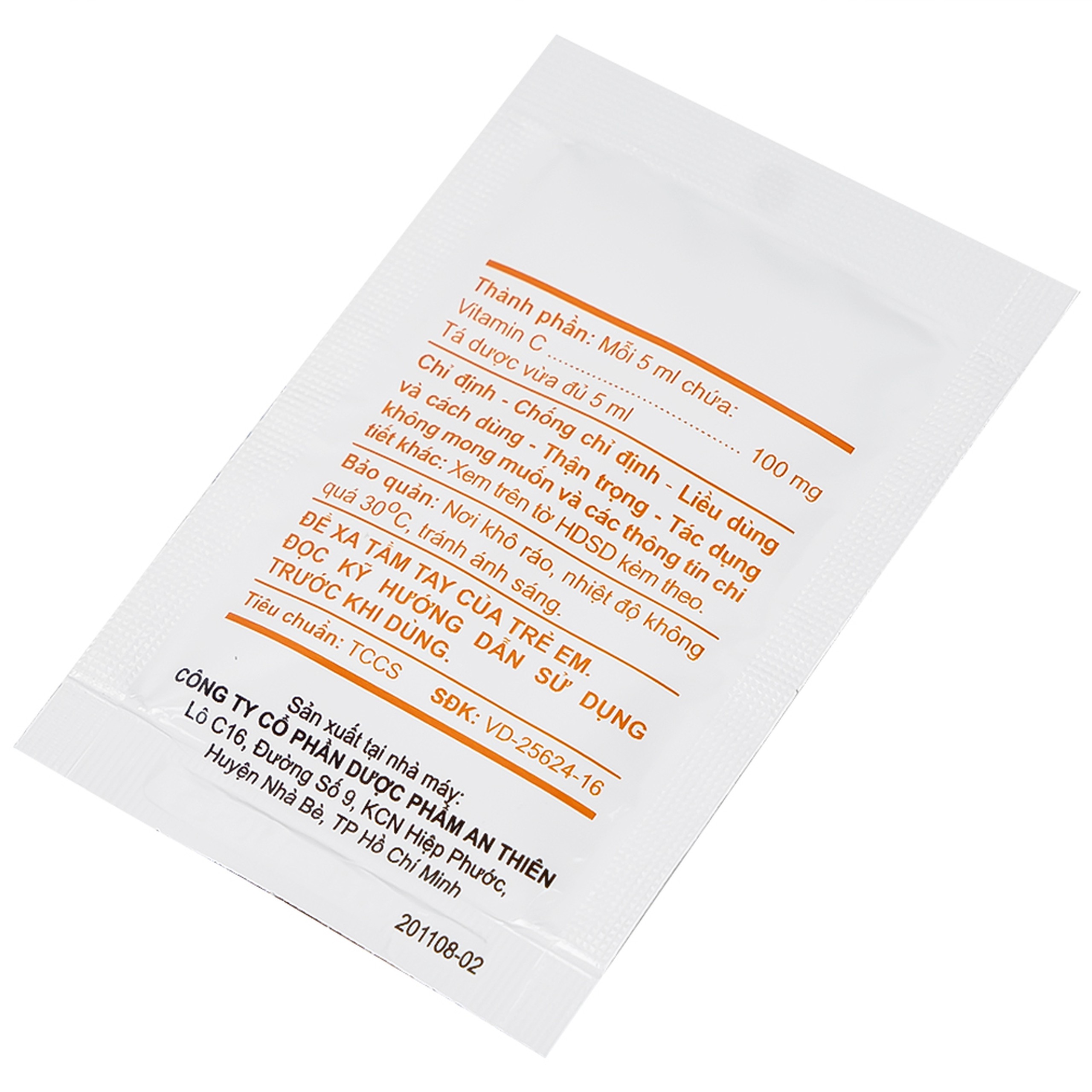 Dung dịch uống A.T Ascorbic Syrup 100mg bổ sung vitamin C, điều trị bệnh scorbut (30 gói x 5ml)